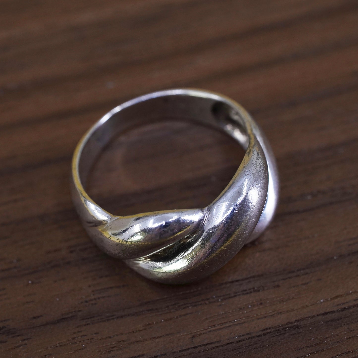 Size 7, Sterling silver handmade ring, 925 ribbed band, minimalist, modernist