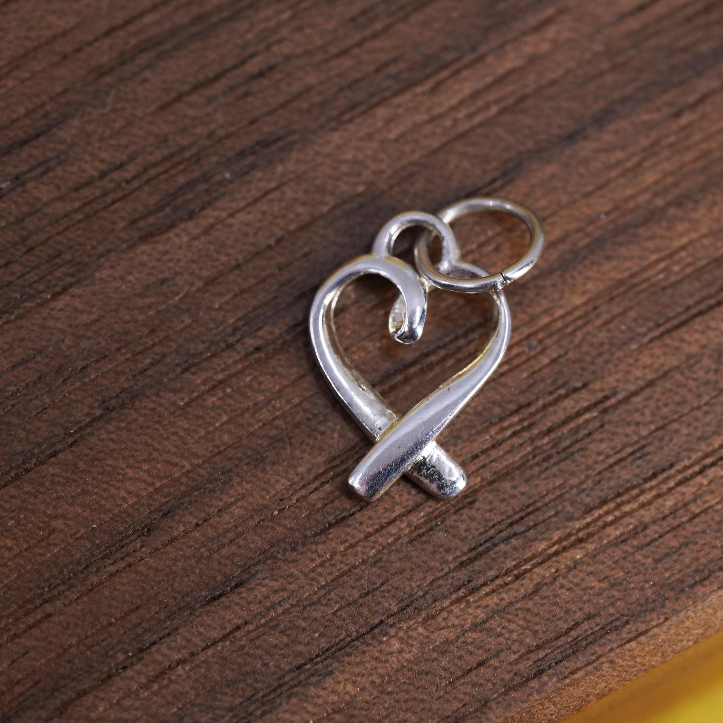 Vintage Sterling silver handmade charm, Mexico 925 heart pendant