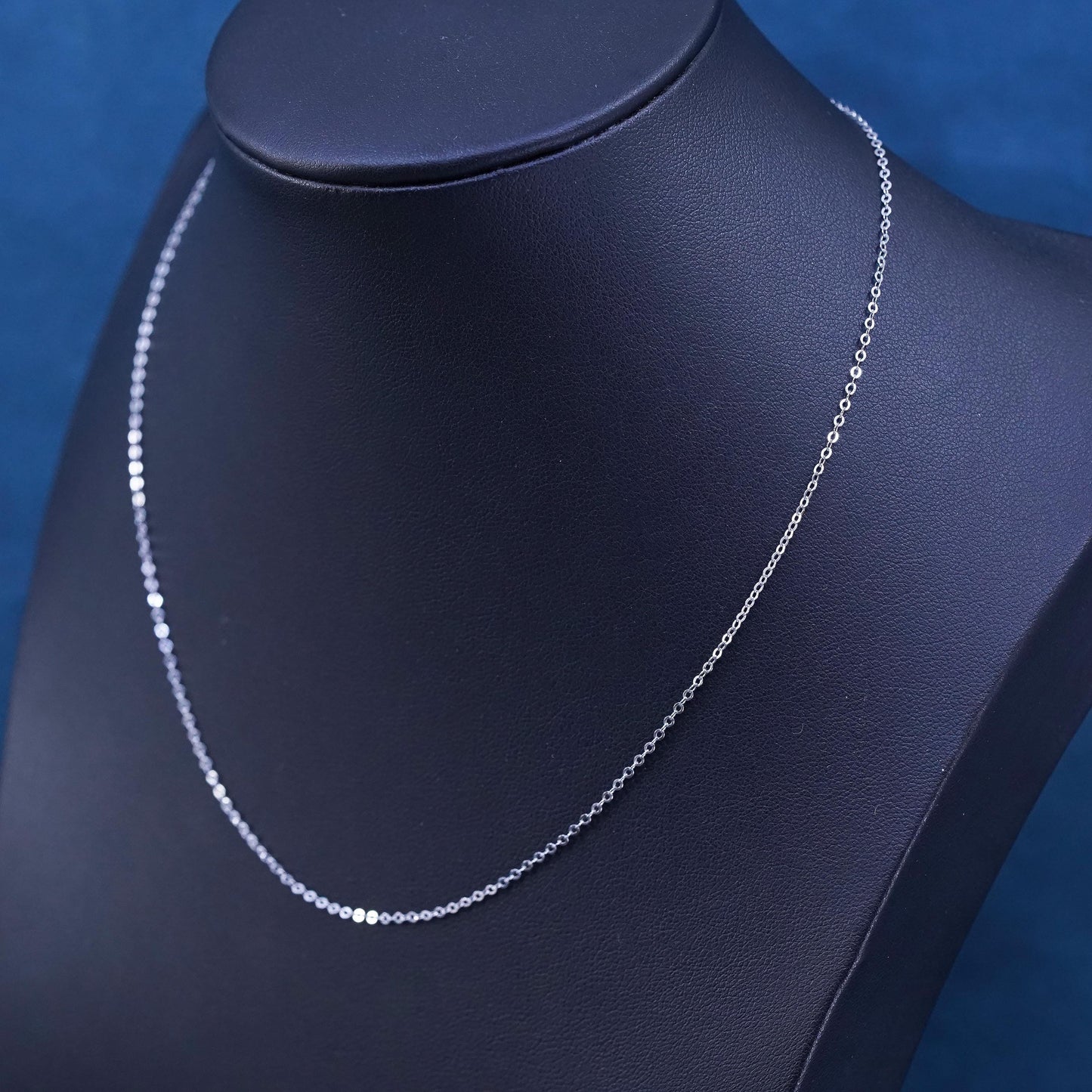 16”, 1mm, vintage Sterling silver handmade necklace, 925 flatten circle chain