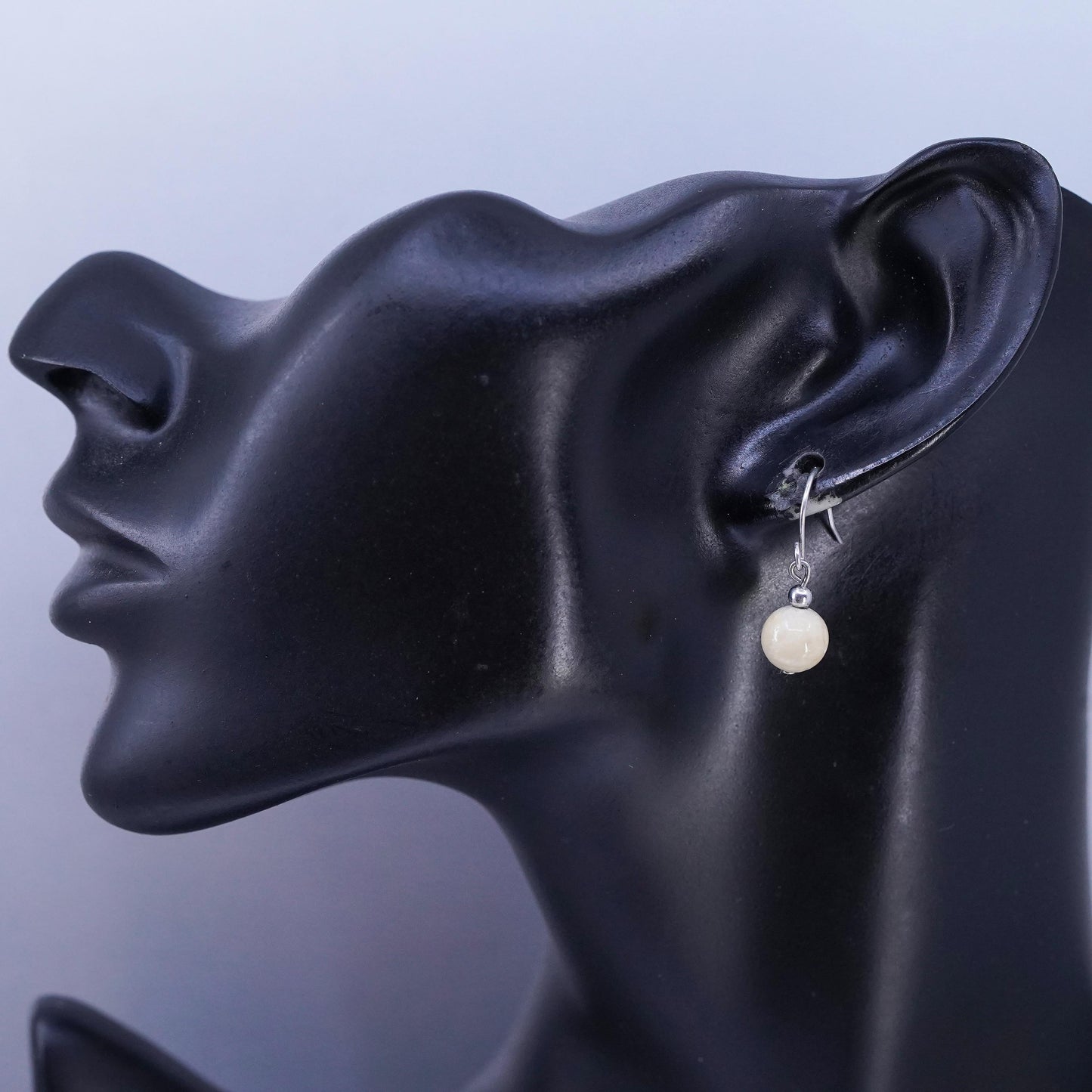 Amazing handmade Sterling Silver earrings, 925 Oval Obsidian N Beads
