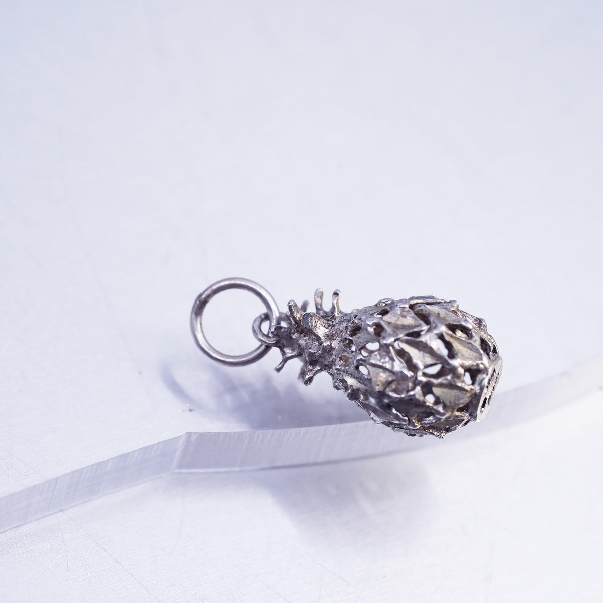 VTG Sterling Silver 925 Pineapple Charm Pendant, Tropical Fruit, Retro Charm