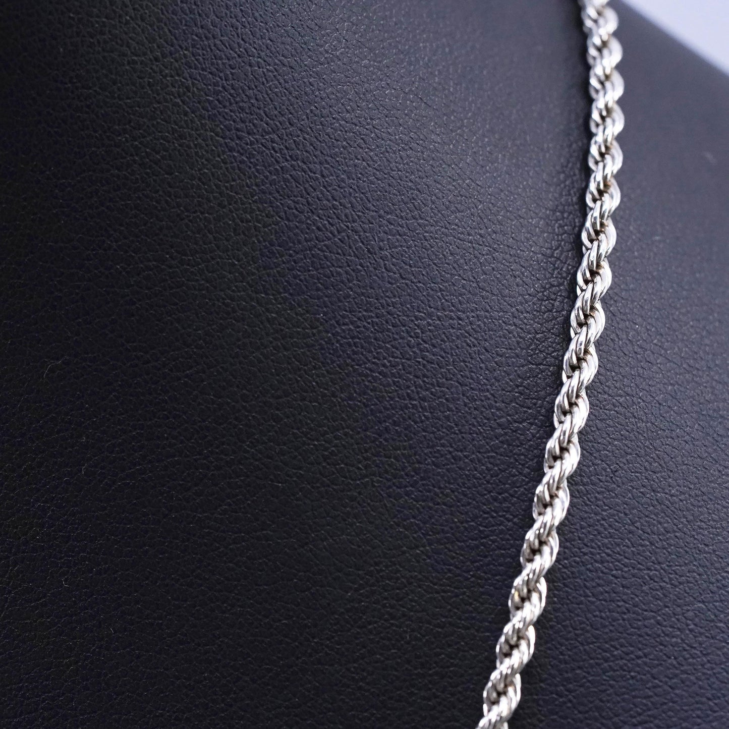 20” 3mm, vintage Sterling silver handmade necklace, 925 diamond rope chain