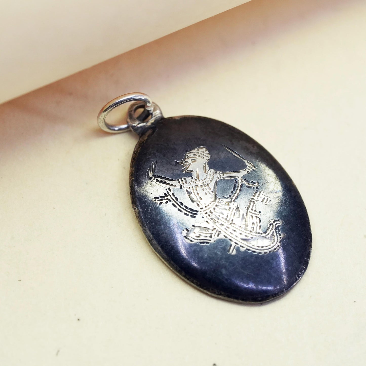 Vintage Siam sterling silver handmade pendant, Indian 925 goodness pendant
