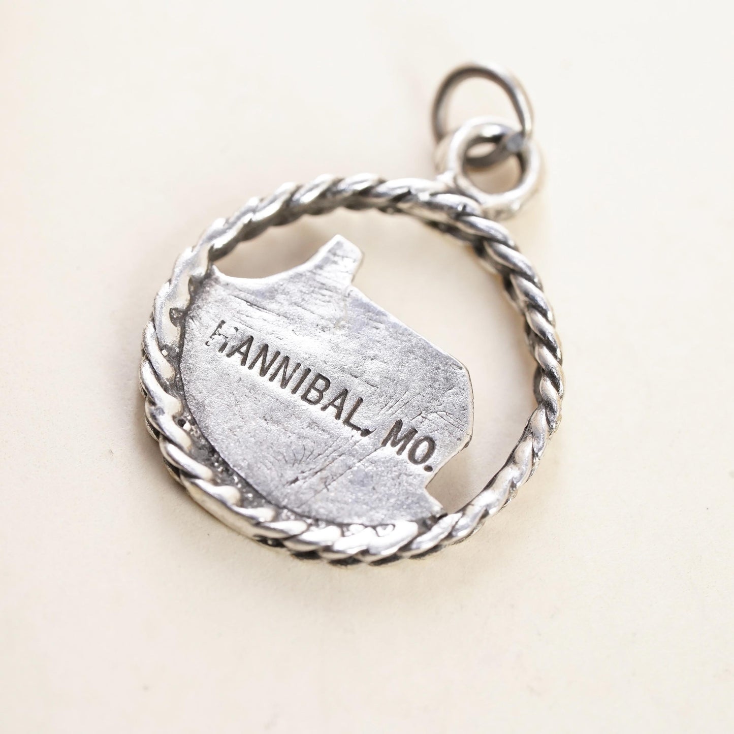 Sterling 925 Silver Hannibal Missouri House Charm Pendant, Mark Twain Souvenir