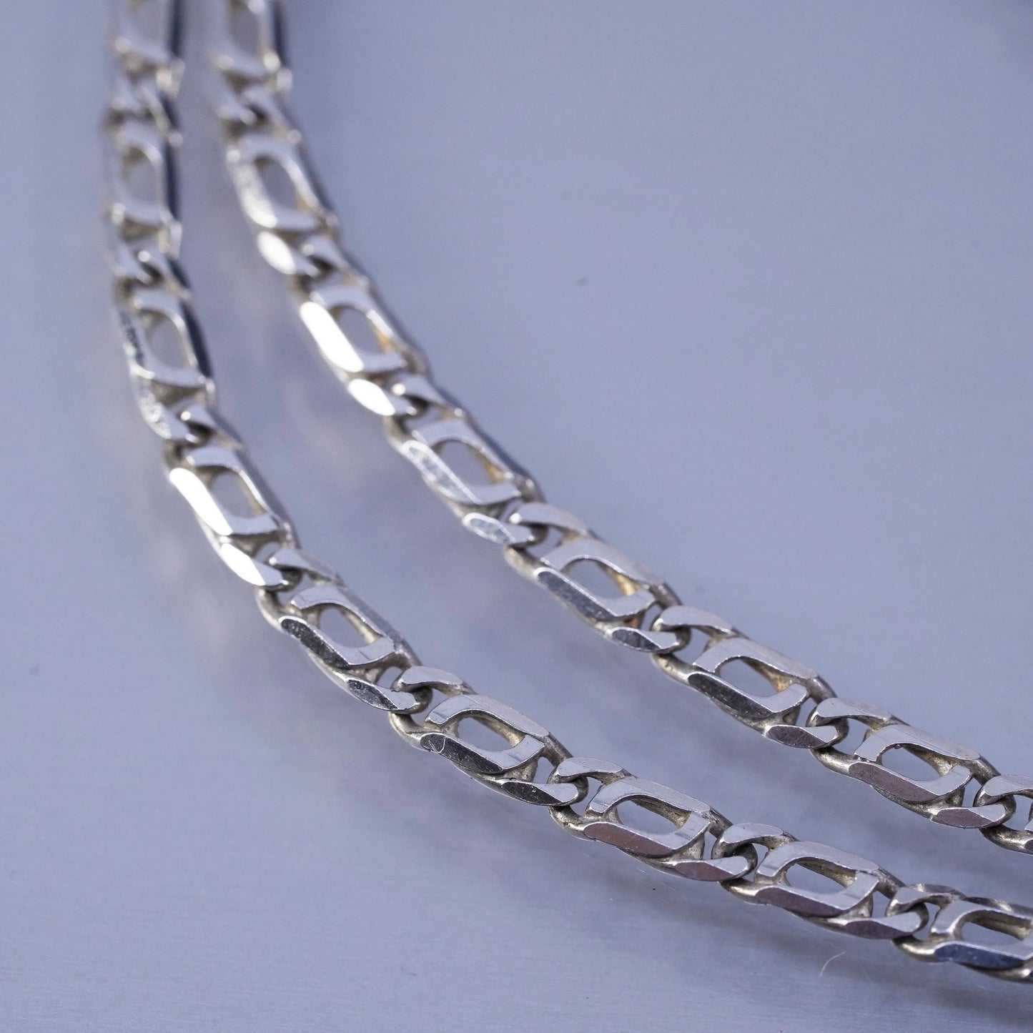 18” 3mm, vintage Italian Sterling 925 silver twisted curb chain necklace