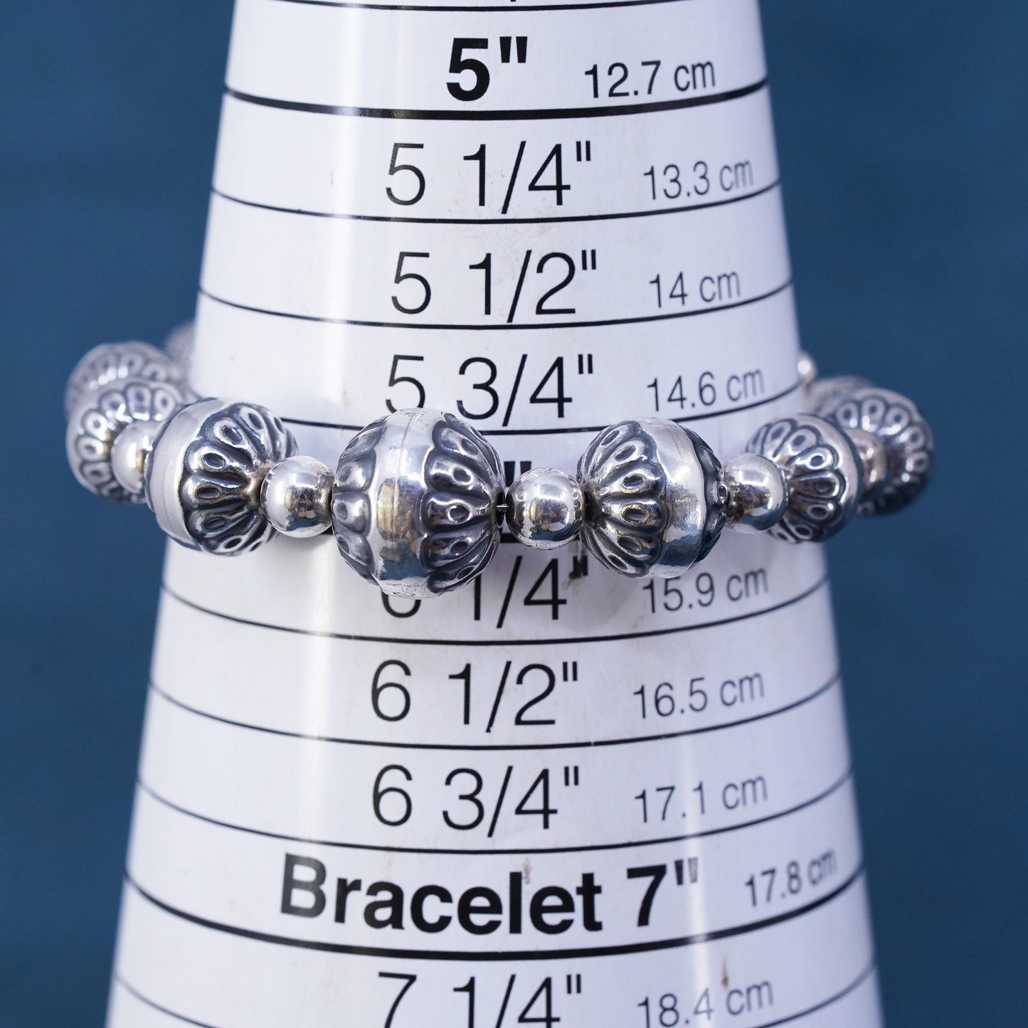 6", Carolyn Pollack Relios sterling silver bracelet, 925 silver bangle beads