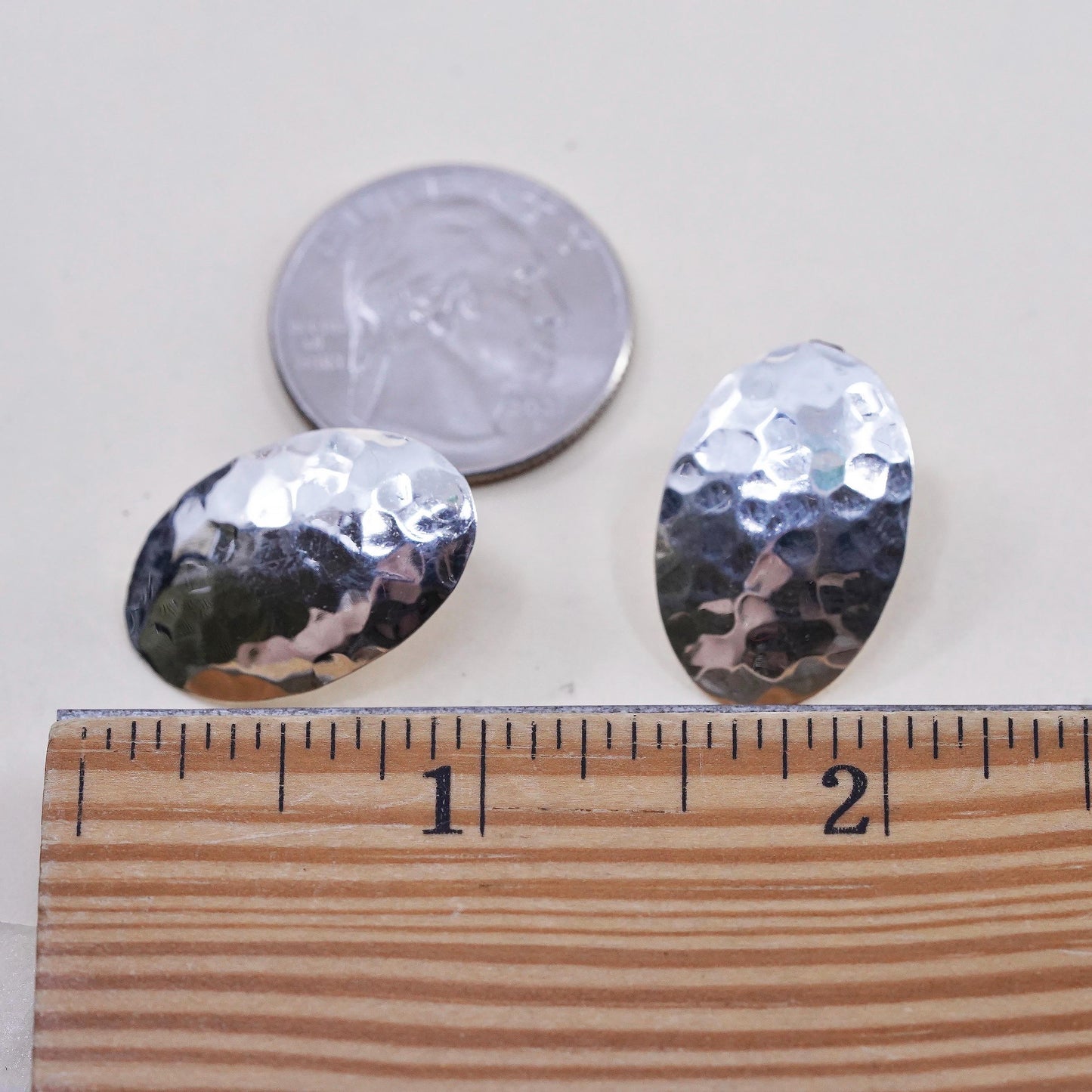 VTG Native American RAINSTAR Sterling silver Hammered earrings, 925 oval studs