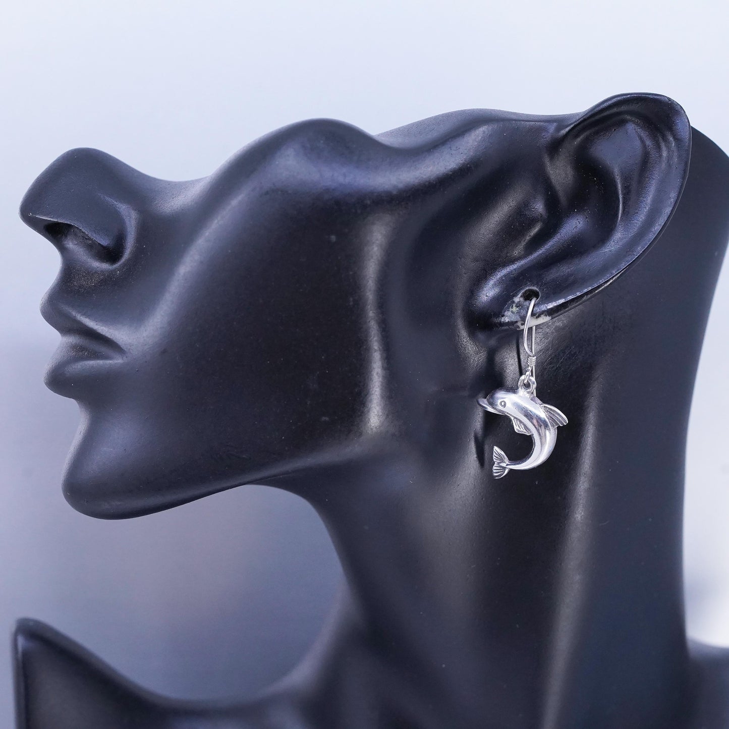 Vintage Sterling 925 silver handmade dolphin earrings
