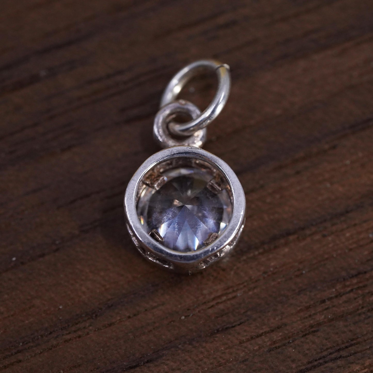 Vintage Sterling 925 silver handmade tiny pendant with cz