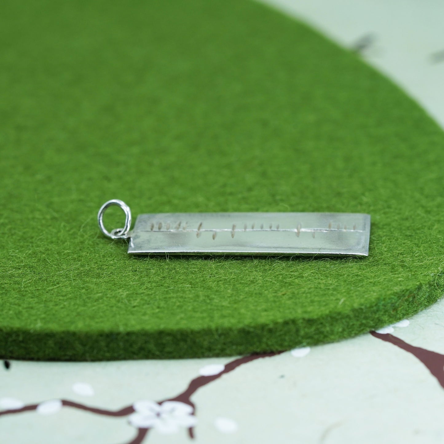vintage Irish sterling silver 925 handmade tag pendant carved lines