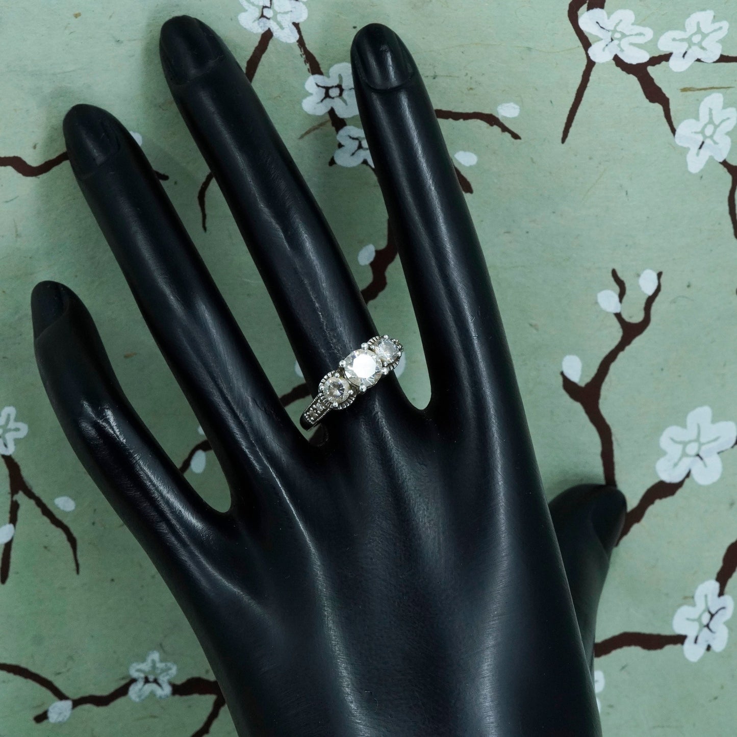 Size 8.5, vintage Xavier jewelry | Sterling 925 silver ring w/ round CZ cluster