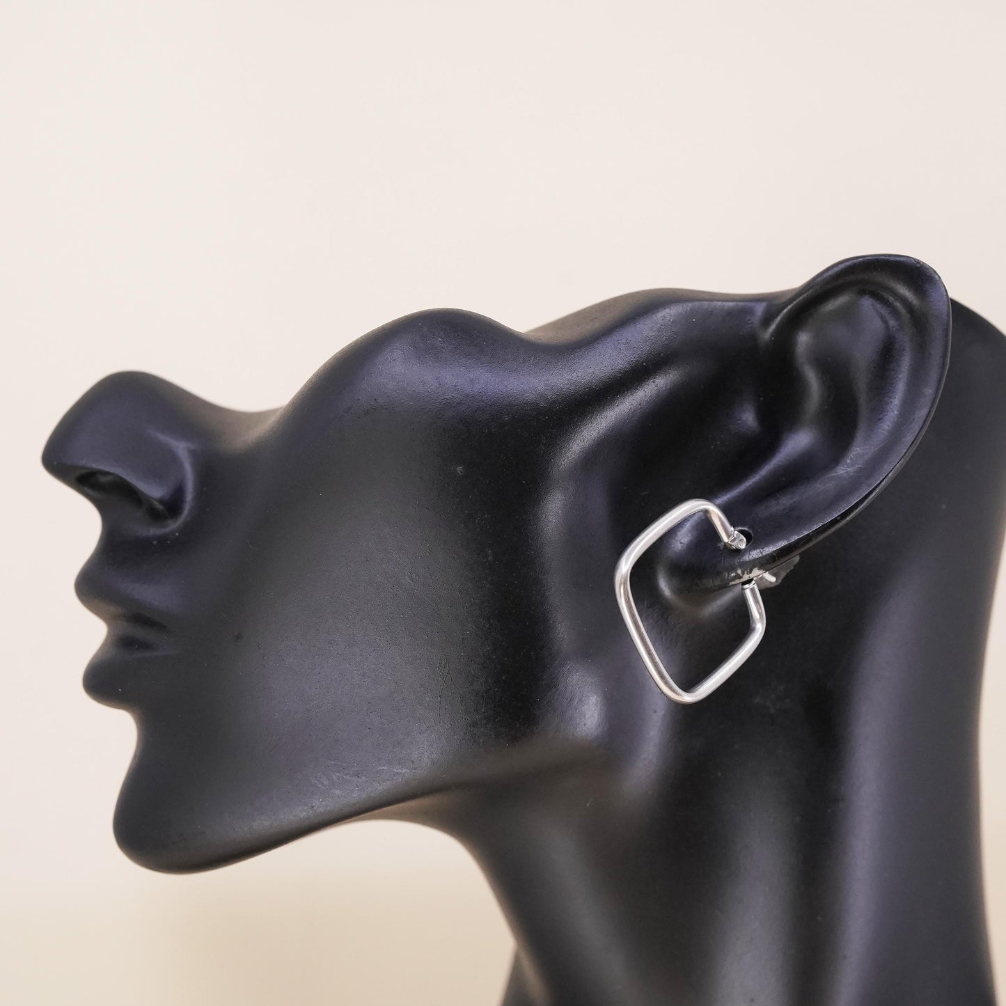 1", Vintage sterling silver single earring, fashion minimalist primitive hoop