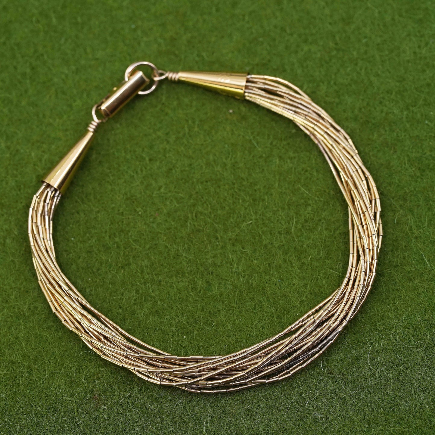 6.75", Native American yellow gold over sterling 925 liquid silver 15 bracelet