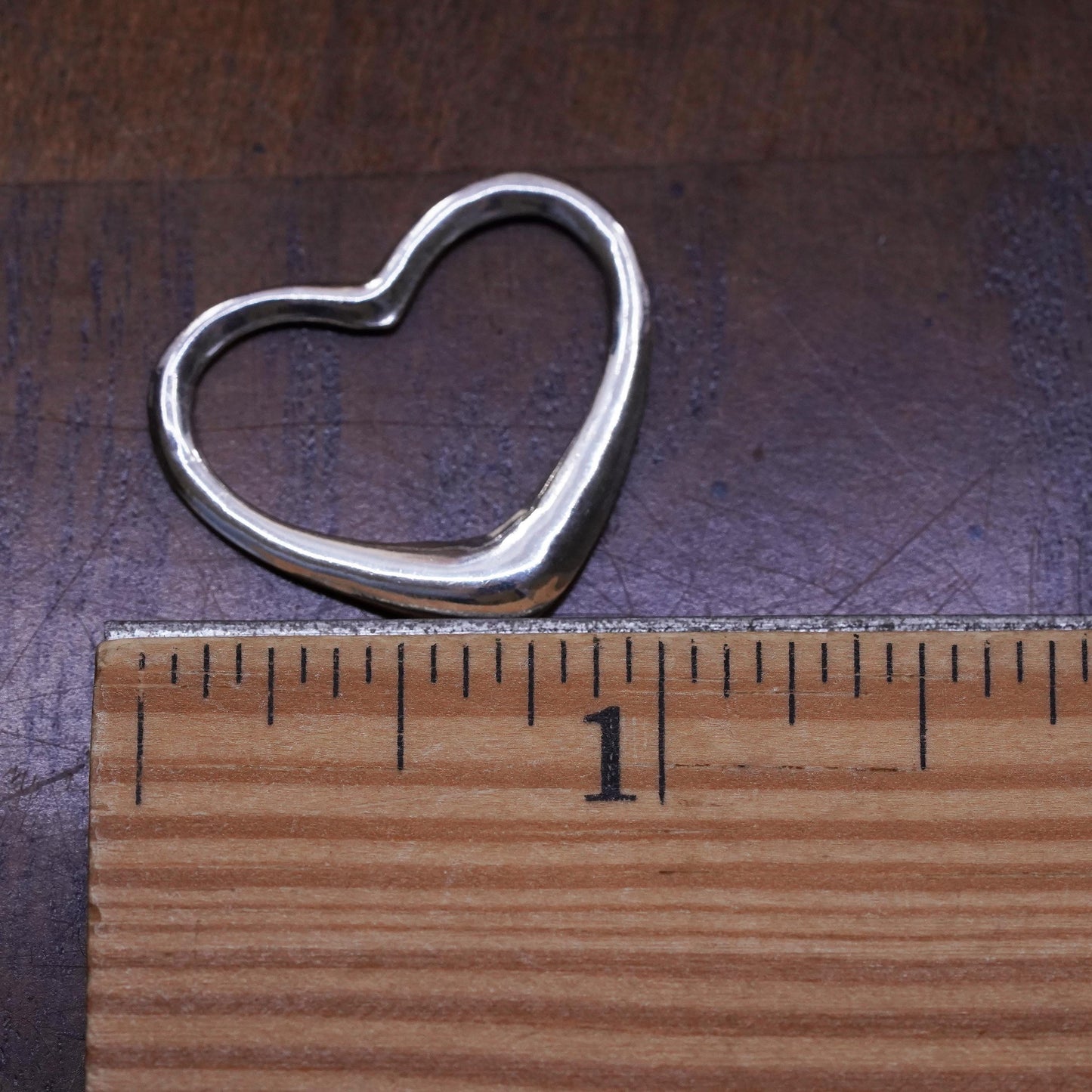 Vintage sterling silver heart shaped charm, 925 silver pendant
