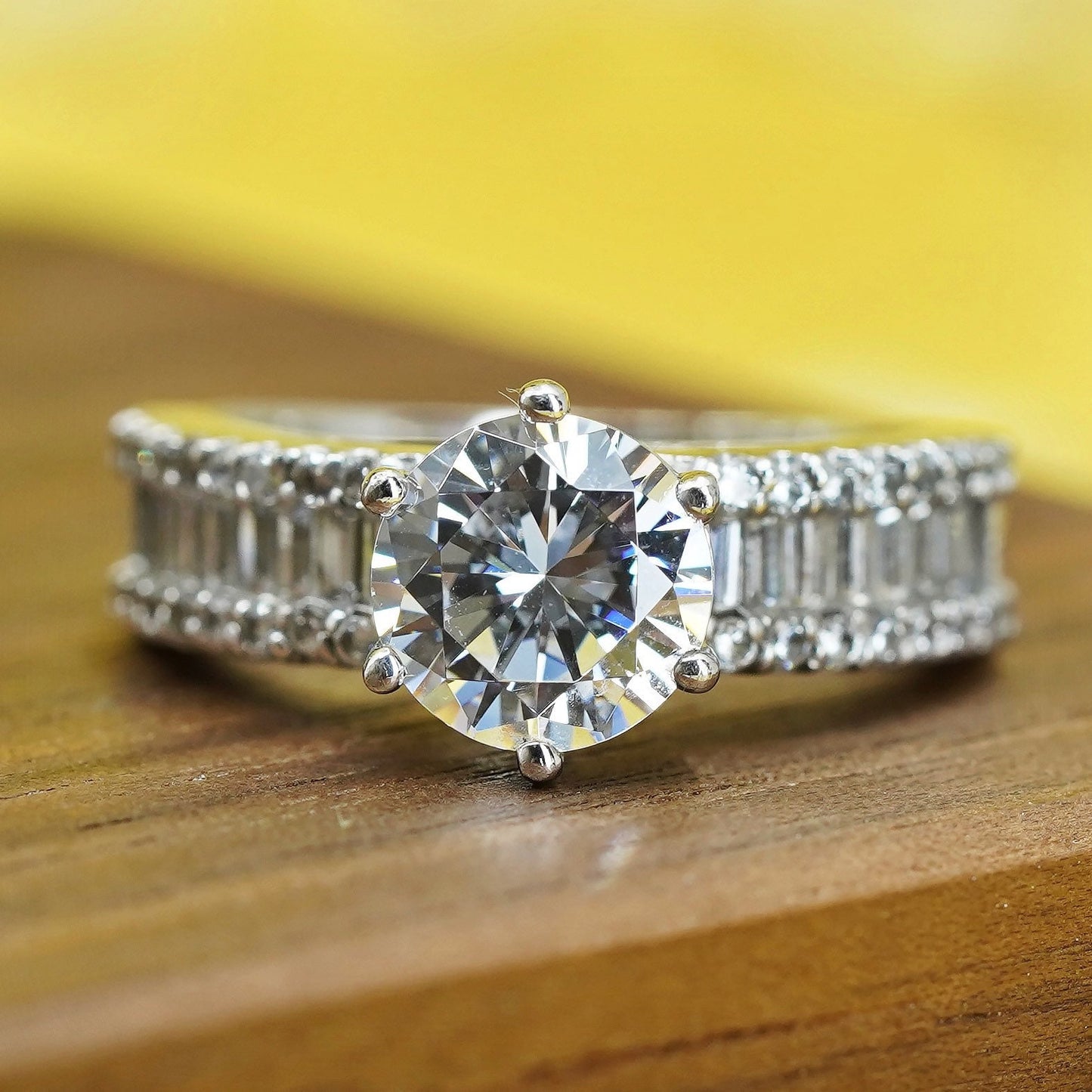 Size 7, vintage Sterling silver handmade ring, 925 engagement band with cz