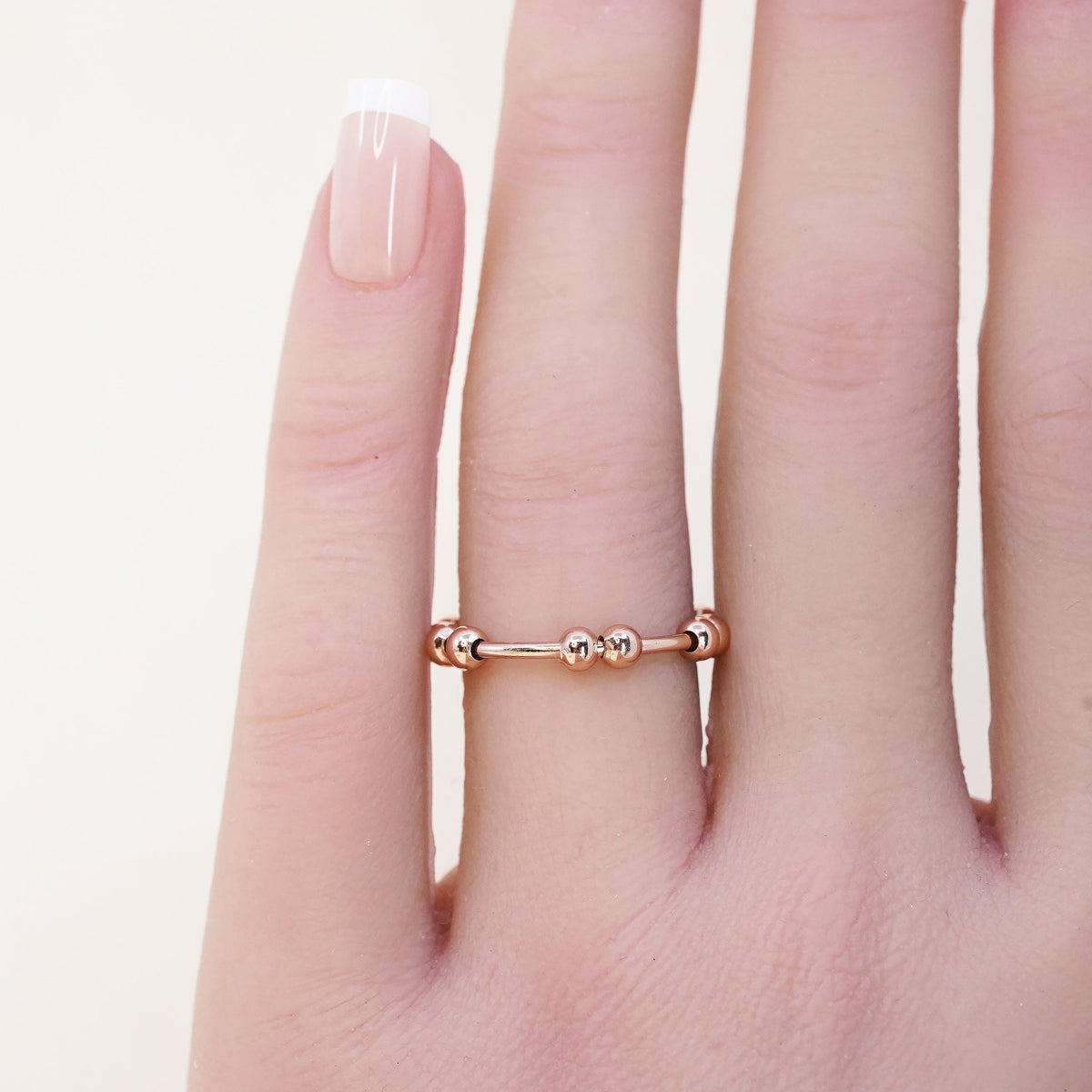 Size 6, vintage rose gold over sterling 925 silver handmade ring, bead band