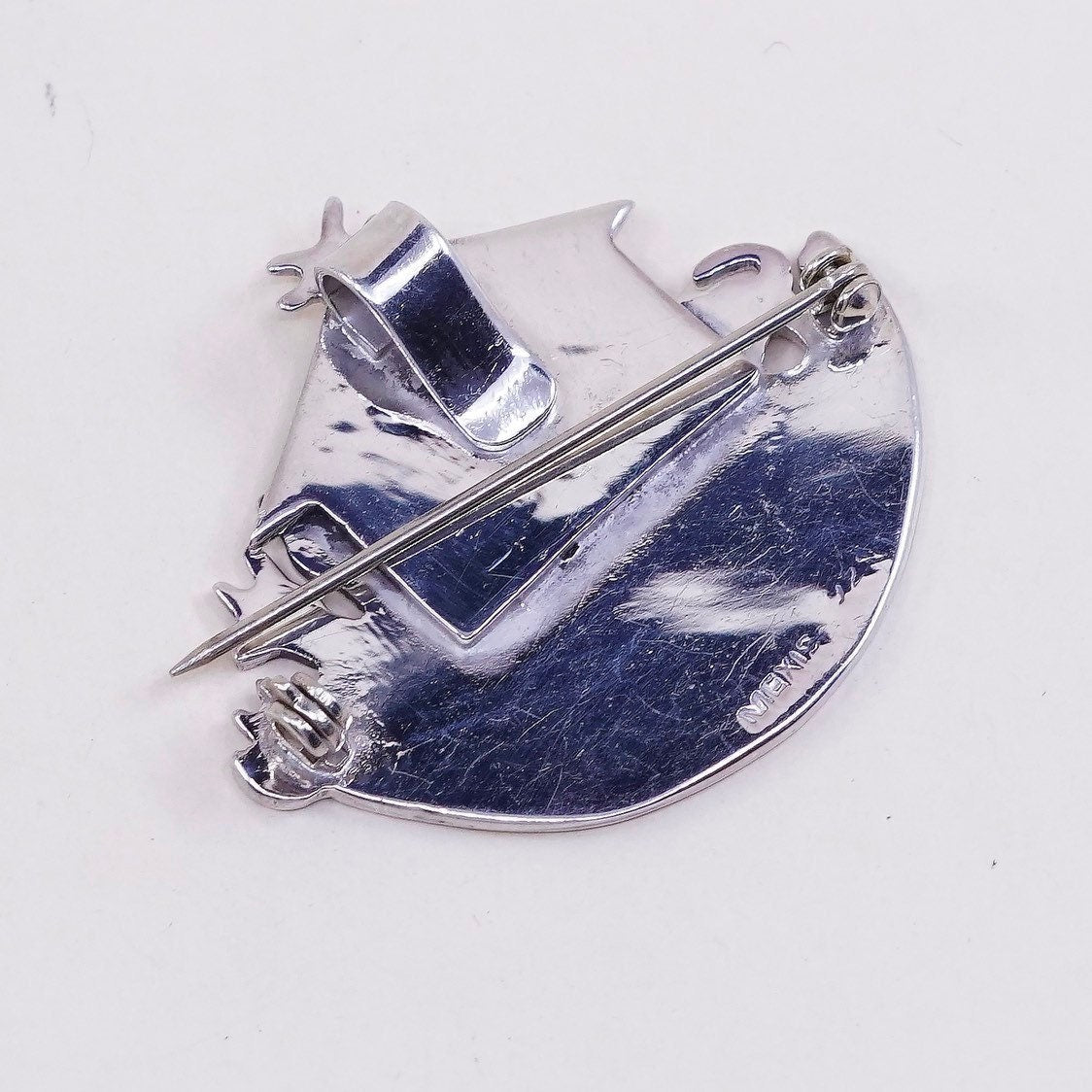Vintage Sterling silver Handmade brooch, 925 silver Noah’s ark pin, stamped 925 mexico