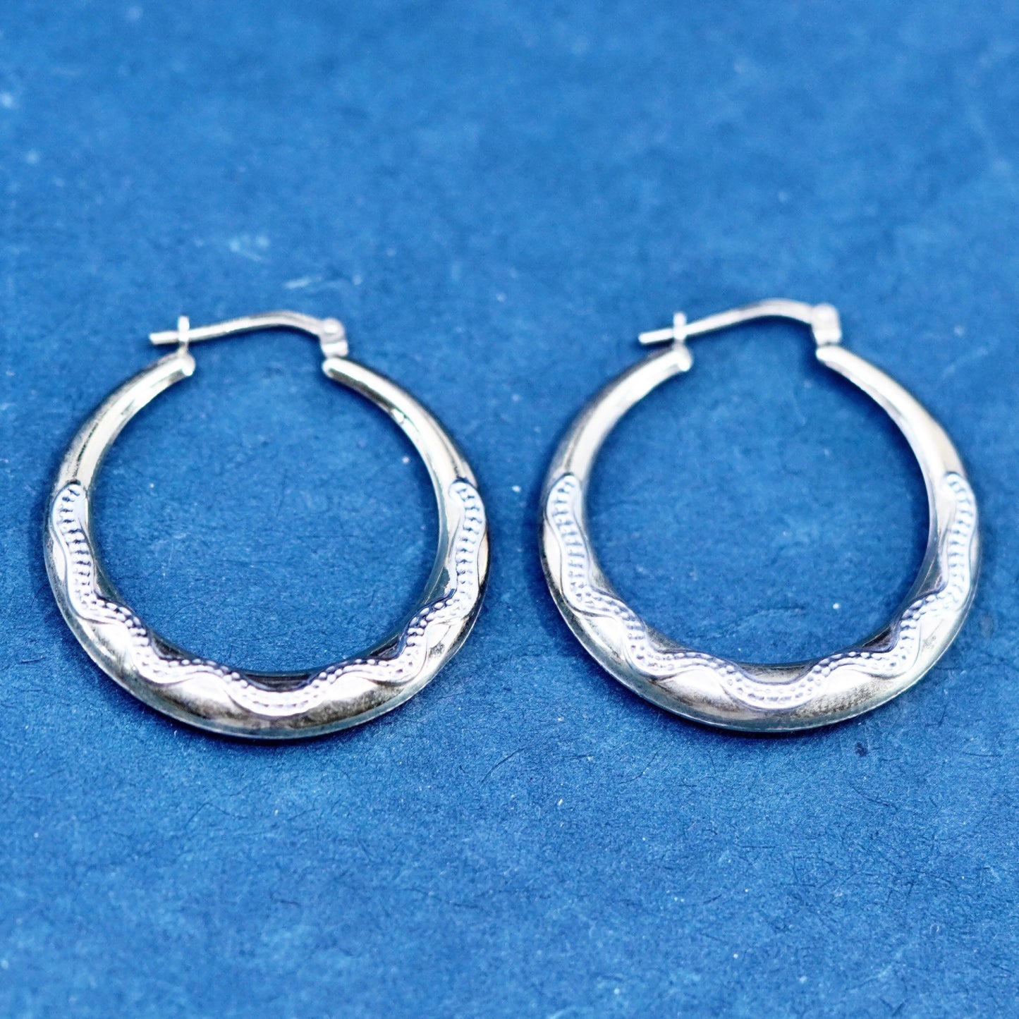 1.25”, Jordan vermeil gold filled Sterling 925 silver textured hoop earrings
