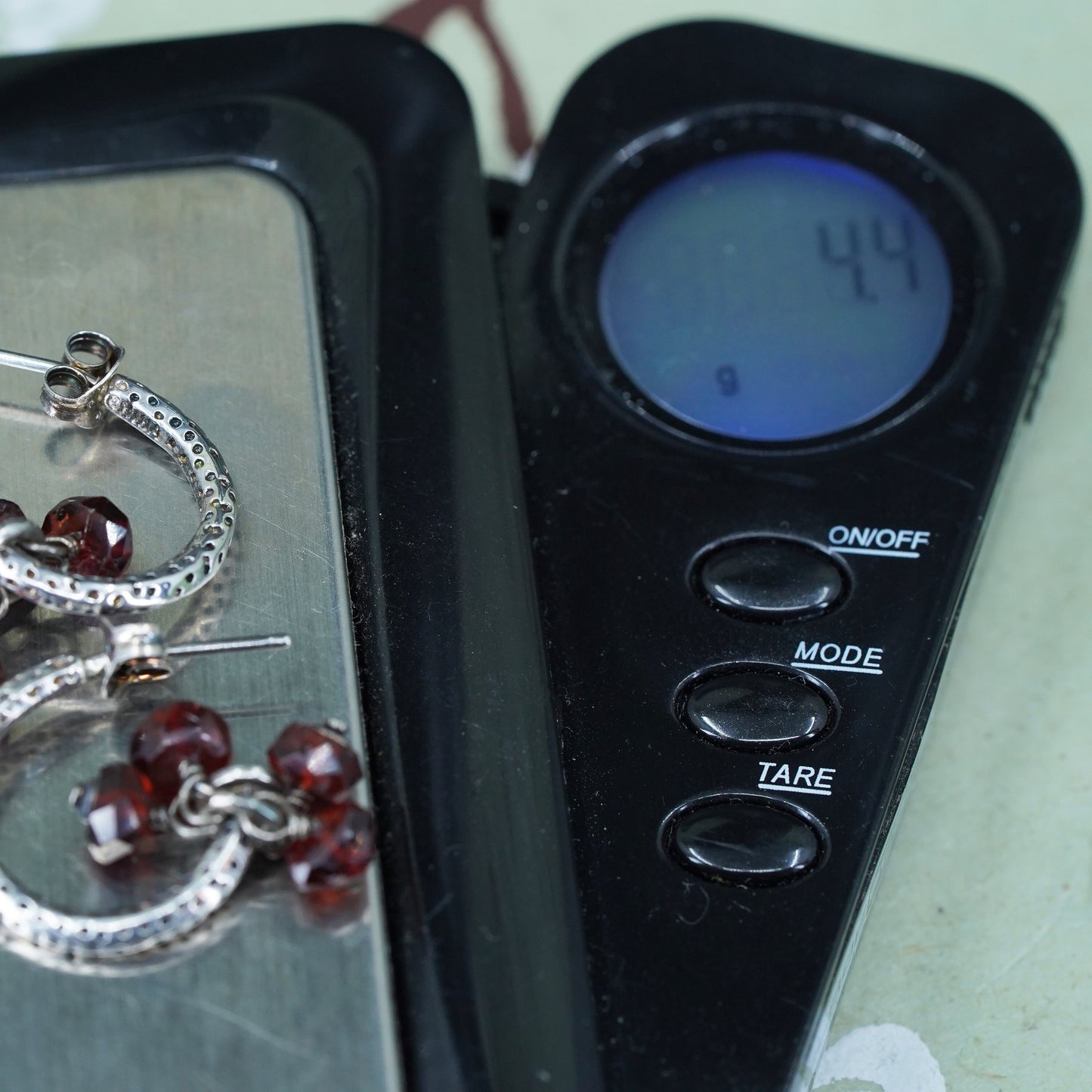 SILPADA Sterling Silver 925 Garnet huggie hoops Earrings Charms P1180