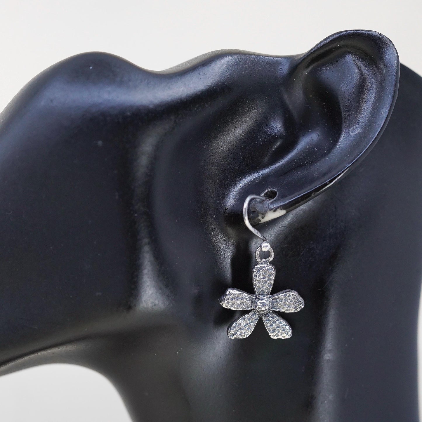 Silpada 925 Sterling Oxidized Silver Dangling Daisy Flower Earrings, W1155