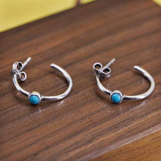 Vintage southwestern Sterling silver earrings, 925 studs hoops turquoise beads