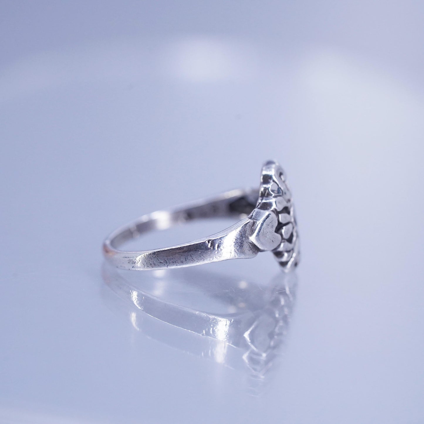 Size 5, vintage Sterling 925 silver handmade filigree ring