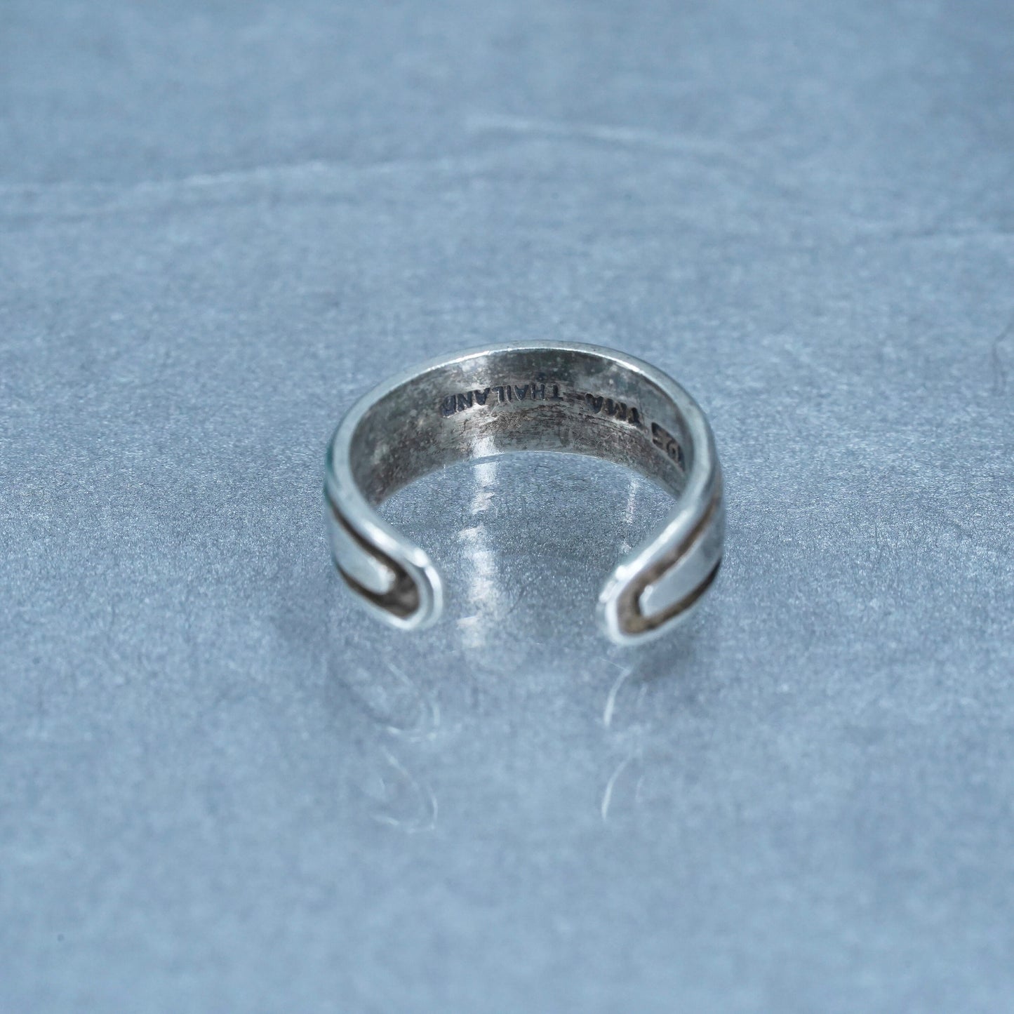 Size 2.25, southwestern Sterling 925 silver handmade ring, textured open band