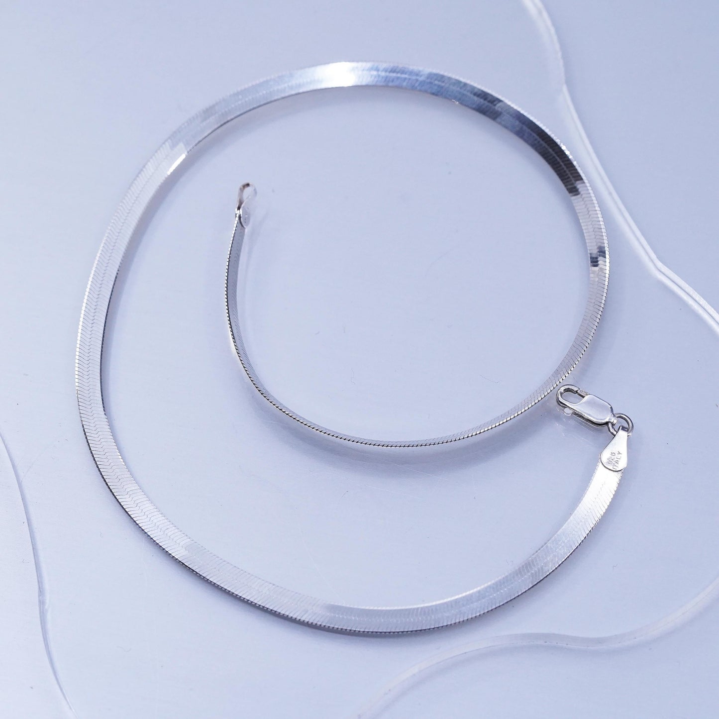 16” 5mm, vintage Italian Sterling 925 silver herringbone chain necklace
