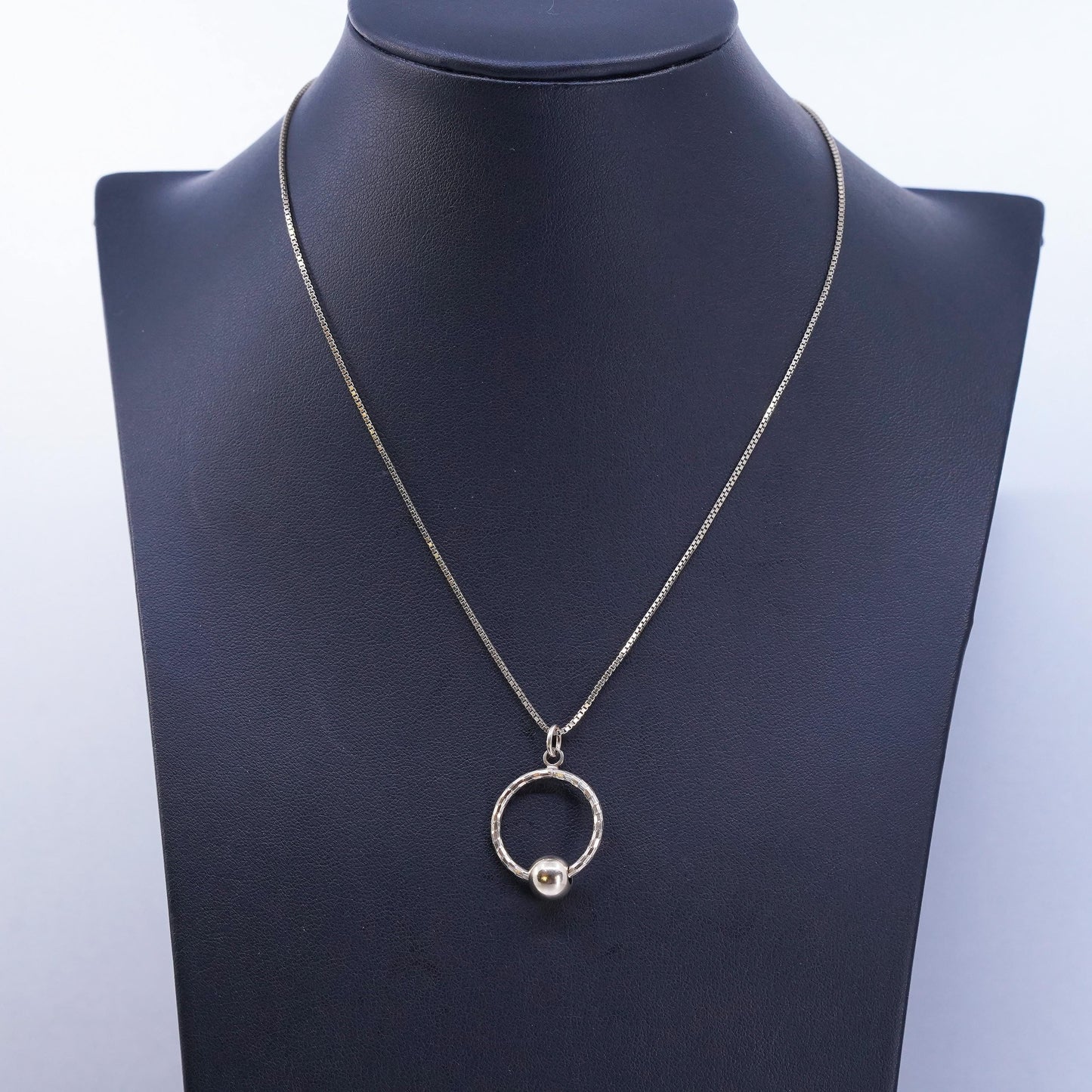 16”, vermeil gold Sterling 925 silver chain necklace hammered circle pendant