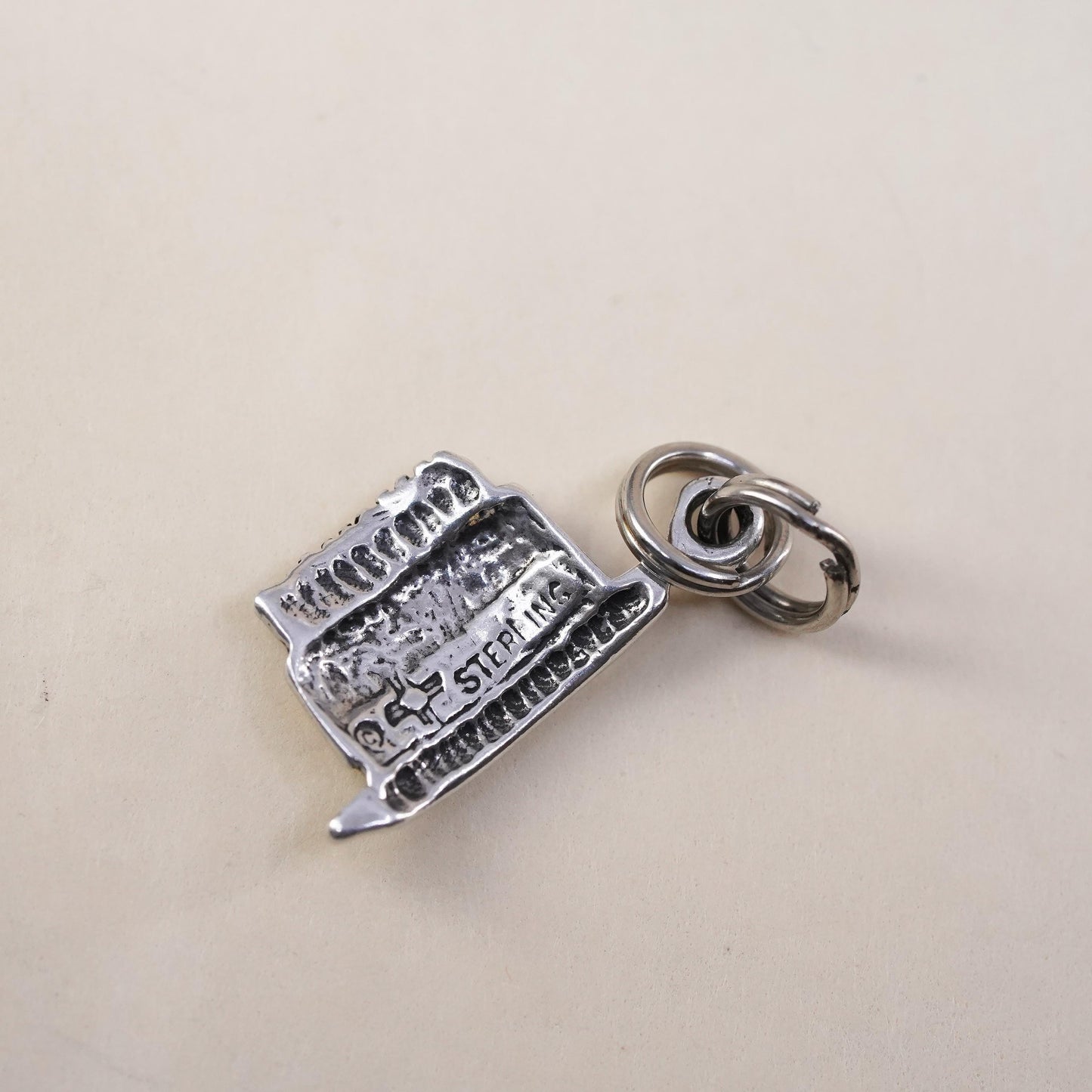 Vintage Sterling silver handmade pendant, 925 cake charm “happy birthday