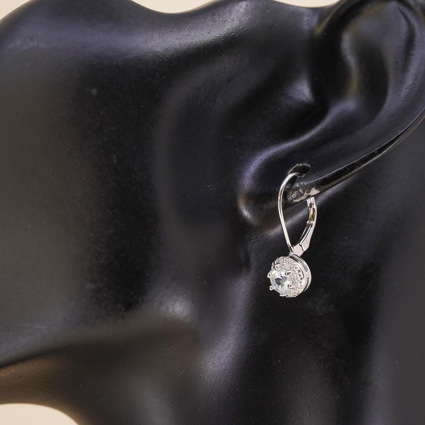 Fashion sterling silver single earring, 925 silver dangle with clear Cz