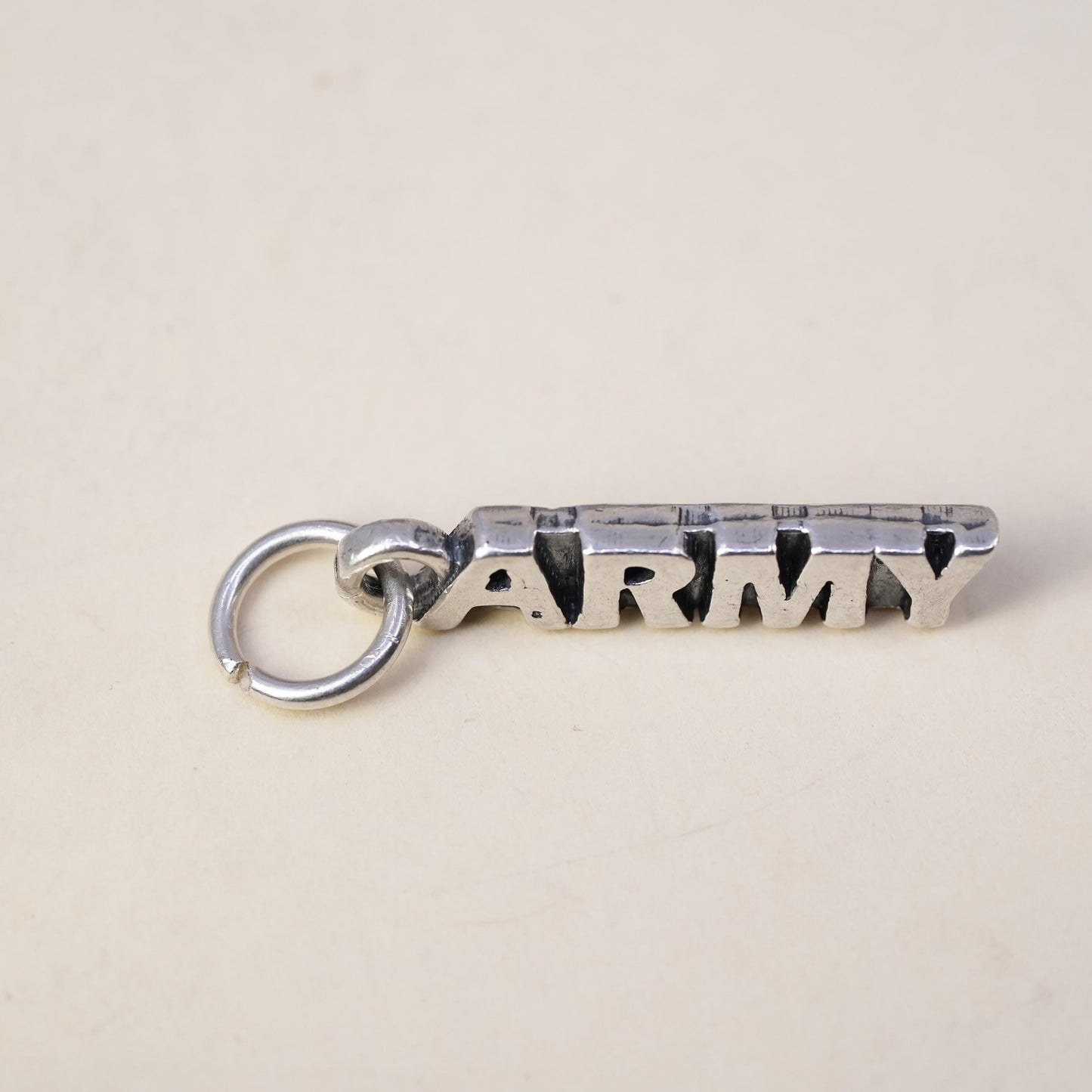 Vintage SJC sterling silver charm, 925 Mexico silver Army pendant