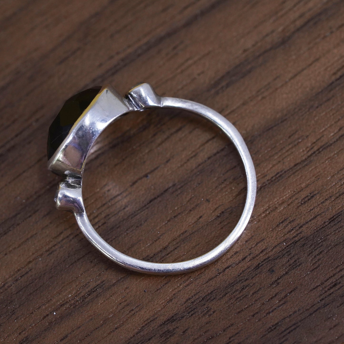 Size 7, vintage handmade statement ring, Sterling Silver smoky topaz Ring