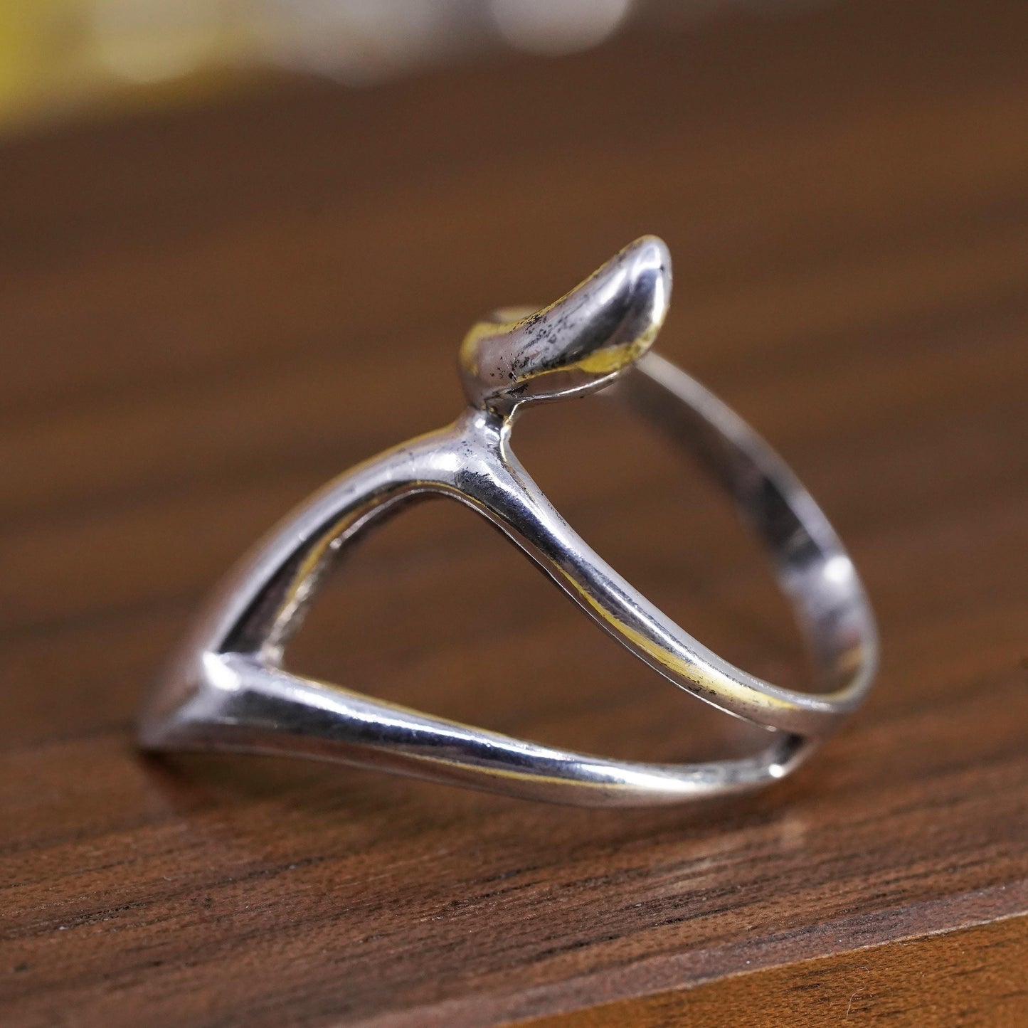 Size 7.25, vintage Sterling silver handmade ring, Modern 925 wavy band
