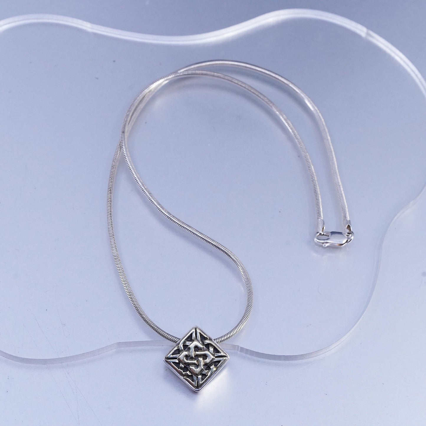 16", DDD Sterling 925 silver necklace 14K yellow gold Irish Celtic knot pendant