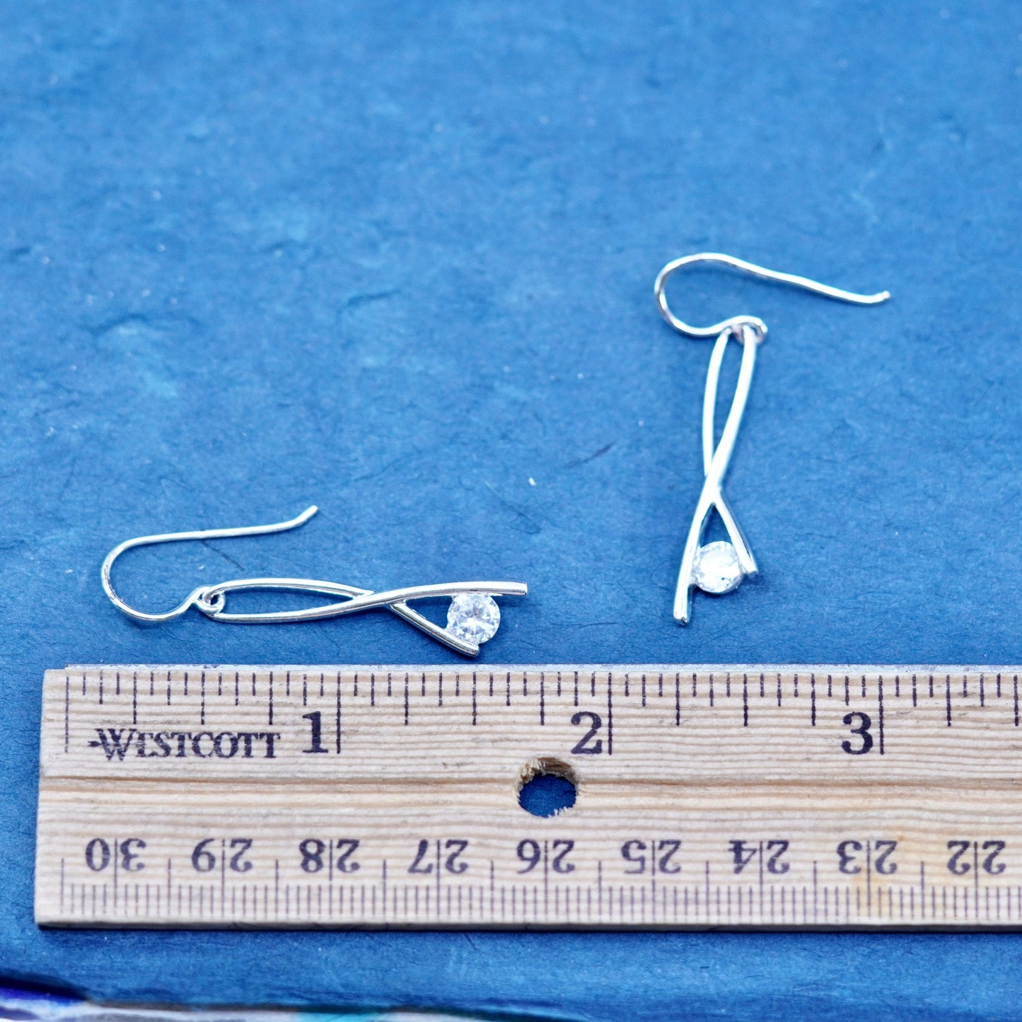 Vintage sterling silver 925 earrings with cz dangles