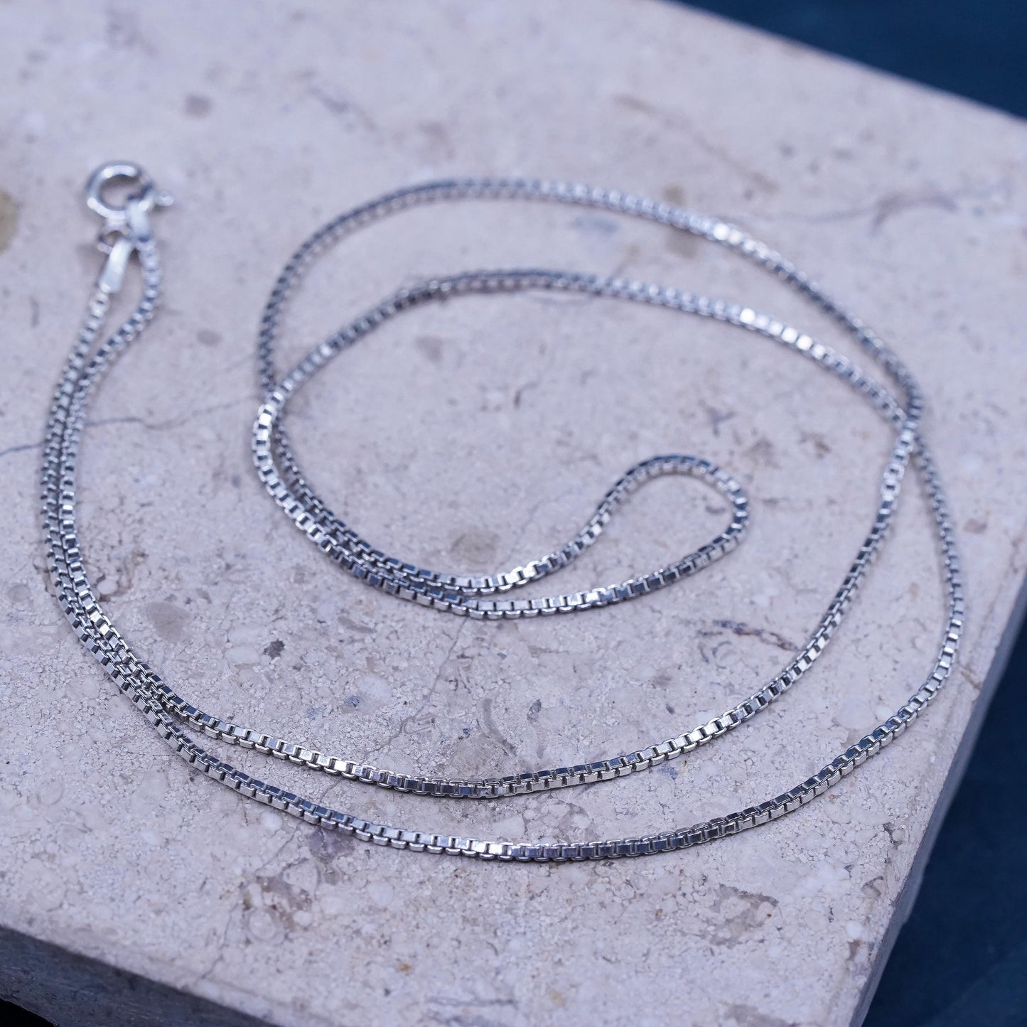 20”, 1mm, vintage Sterling silver necklace, twisted 925 box chain