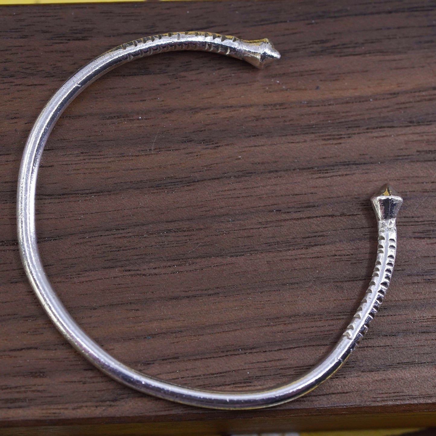 6.75", Southwestern sterling silver bracelet, stackable textured 925 cuff