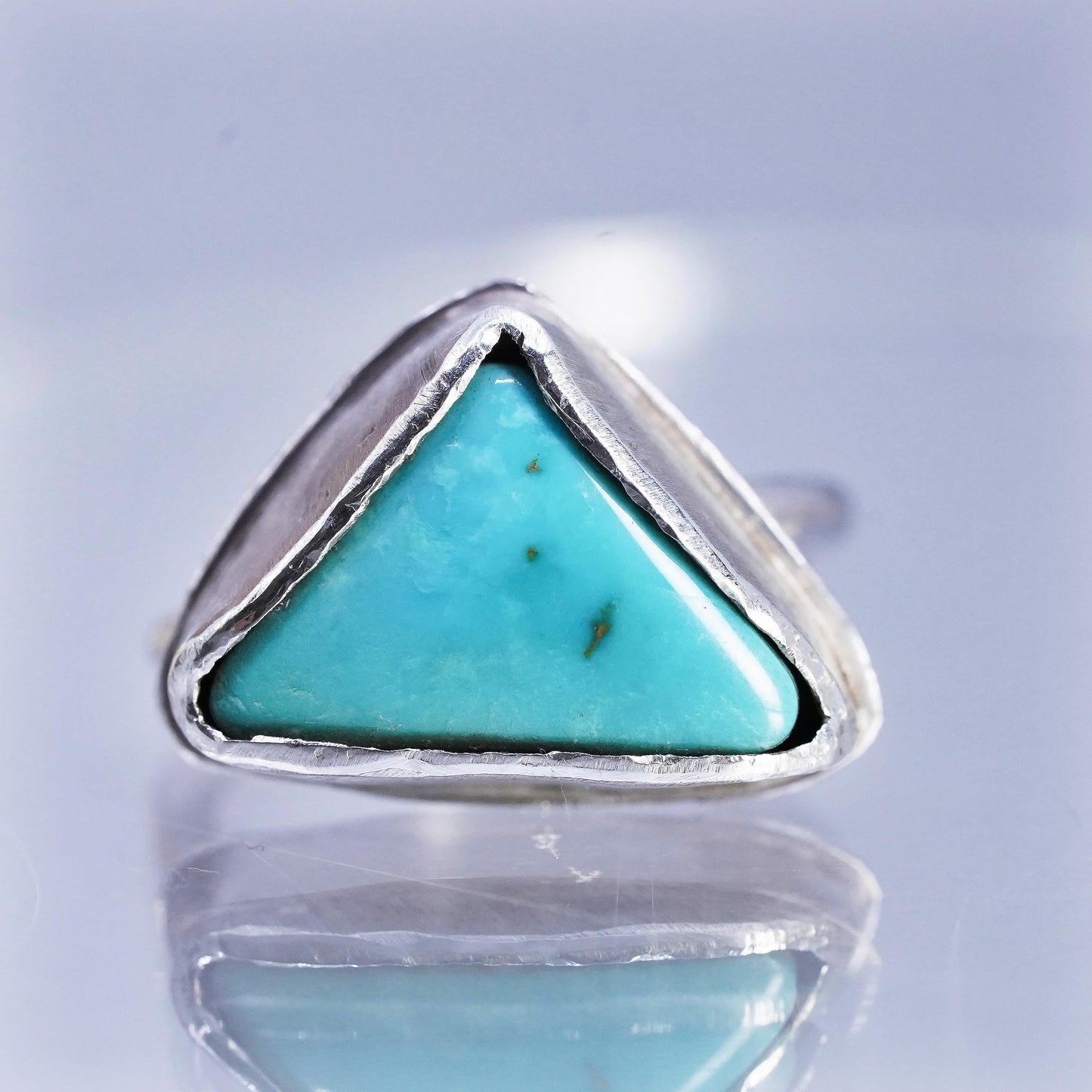 Size 6.25, vintage southwestern Sterling 925 silver ring triangular turquoise