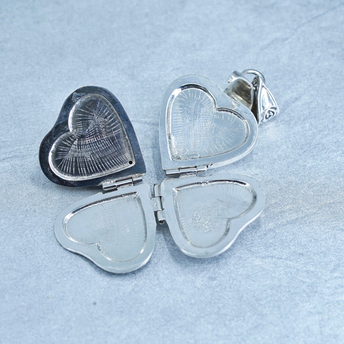 Antique Sterling silver handmade charm, 925 heart 4 photos locket