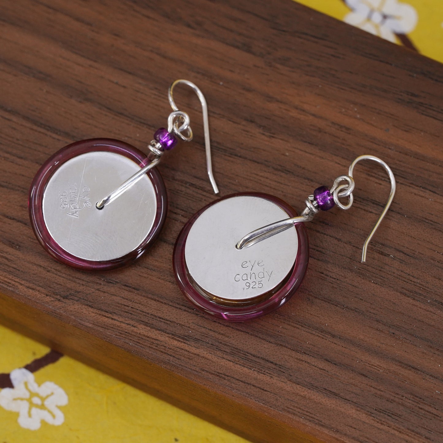 Vintage Eye Candy Sterling silver handmade earrings, 925 glass beads