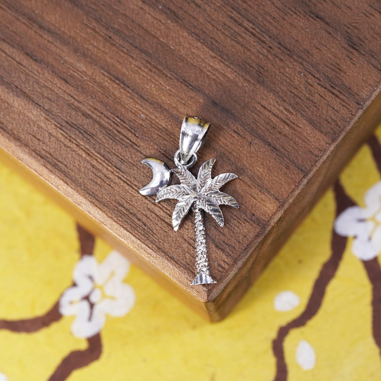 Vintage Sterling silver handmade pendant, 925 palm tree charm