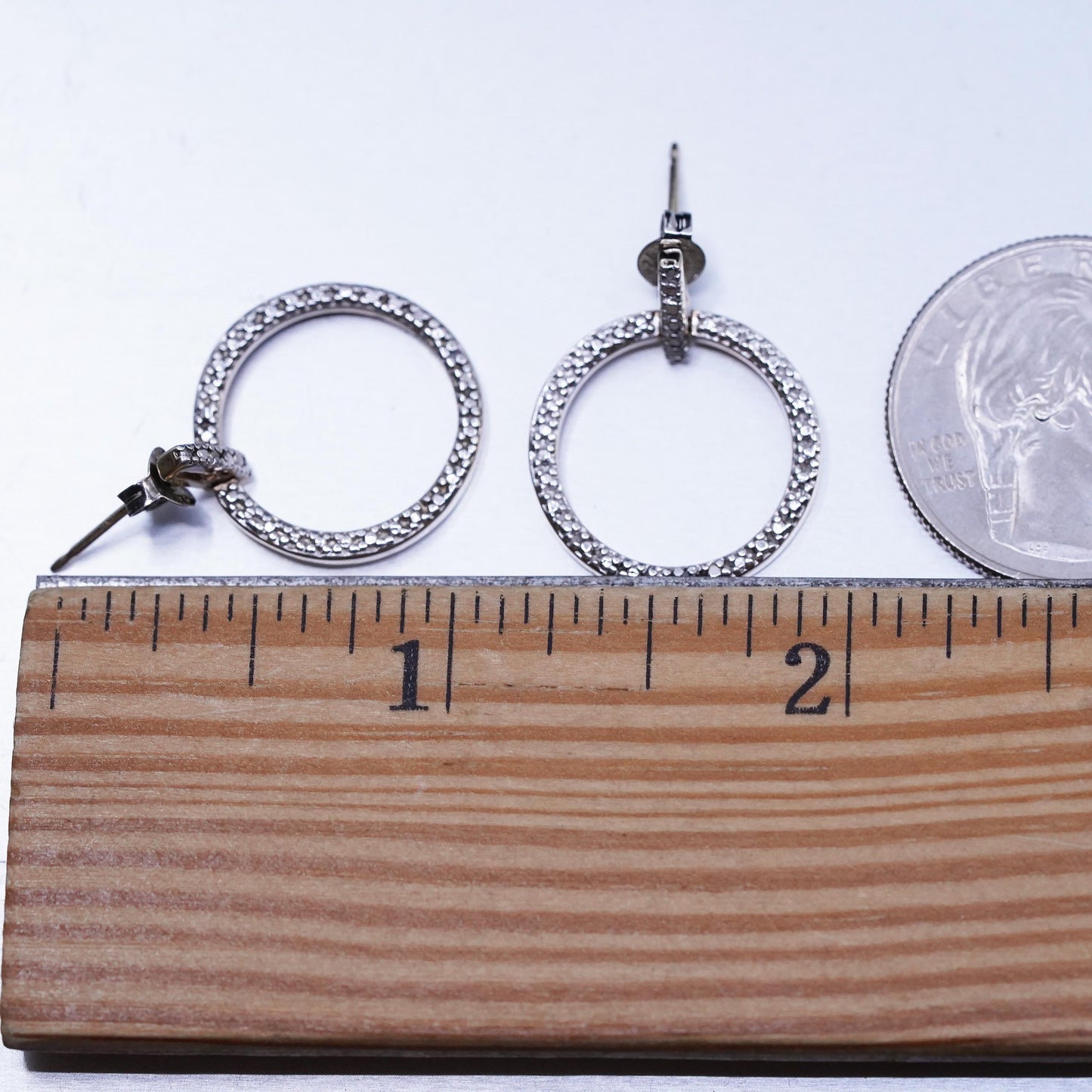 Vinatge vermeil gold over Sterling silver earrings, 925 hoops with diamond