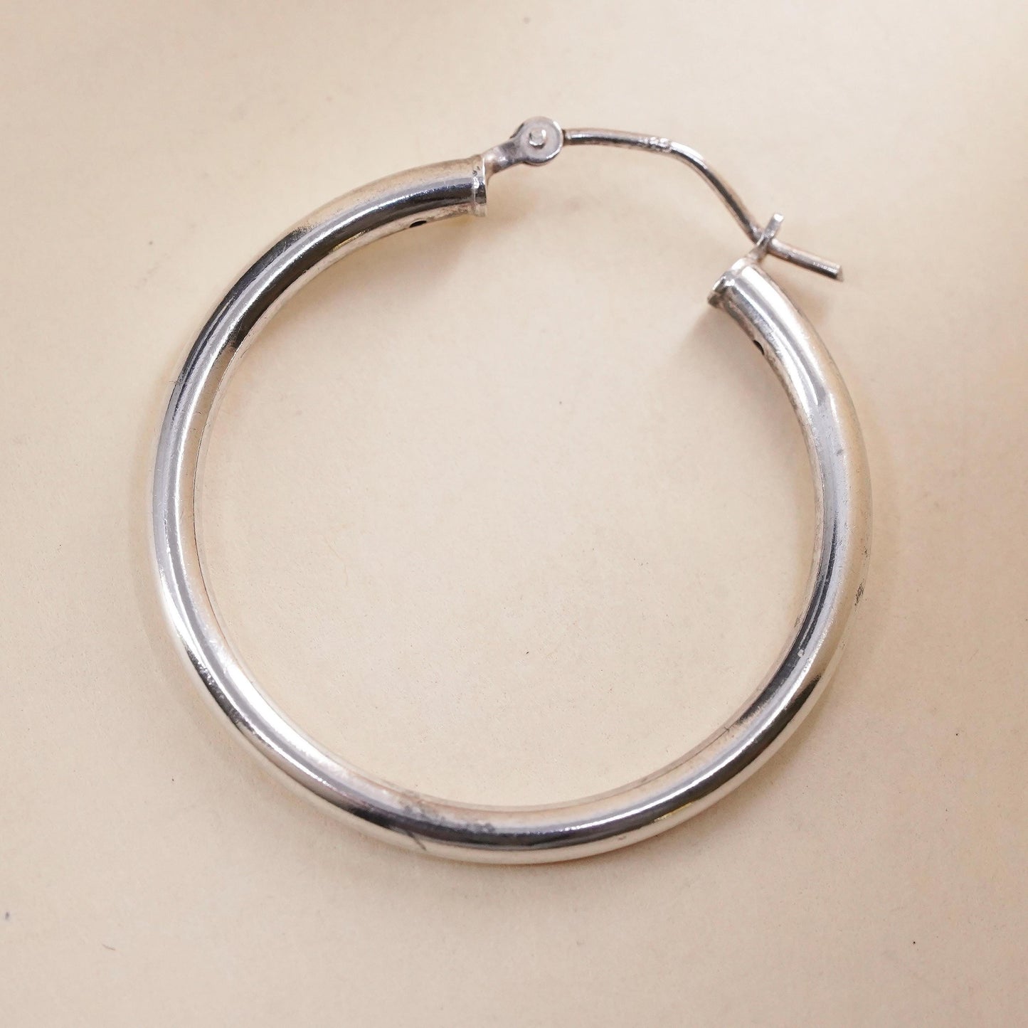 1.25", Vintage sterling silver single earring, bold minimalist primitive hoop