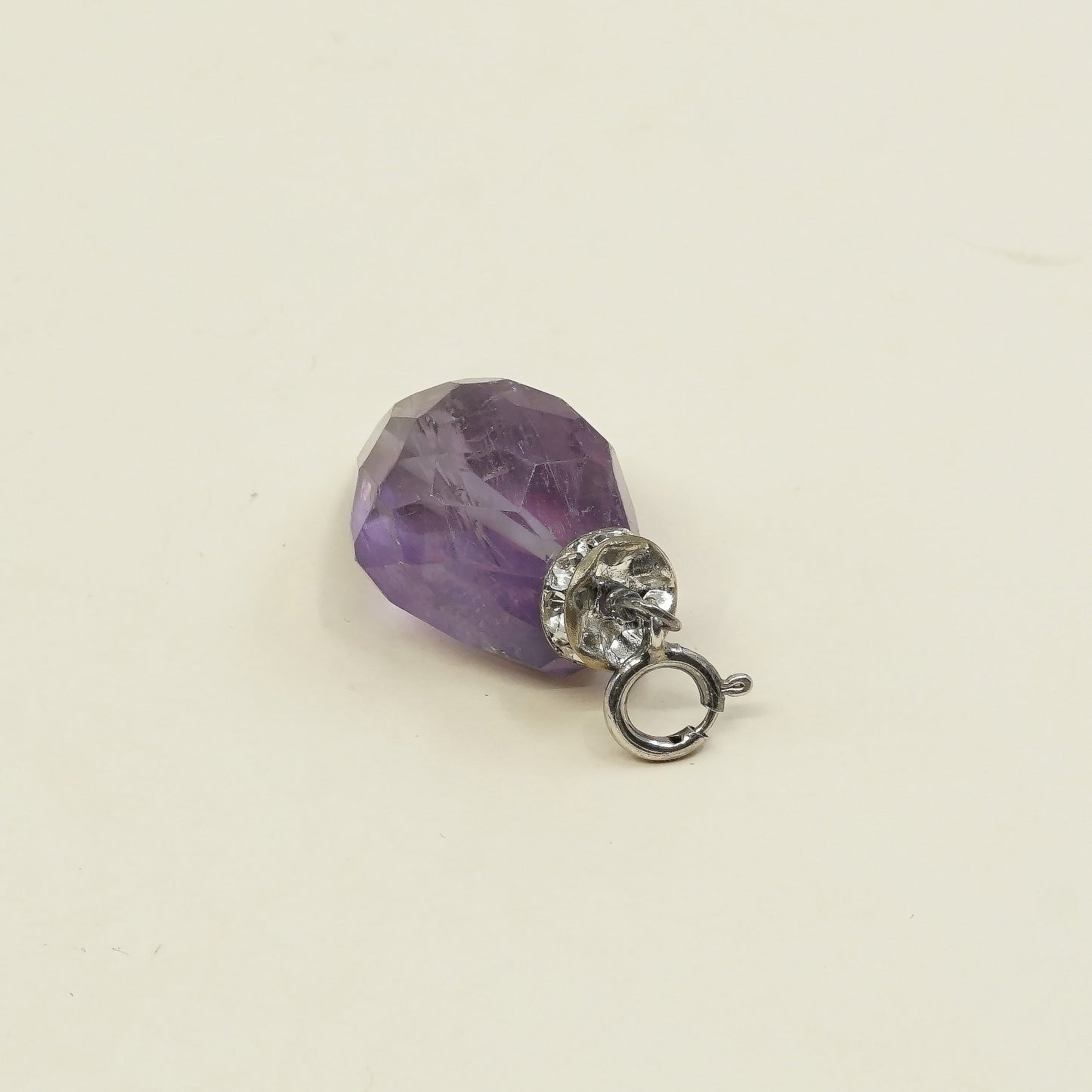 VTG Sterling 925 silver handmade pendant, nugget amethyst and Swarovski crystal
