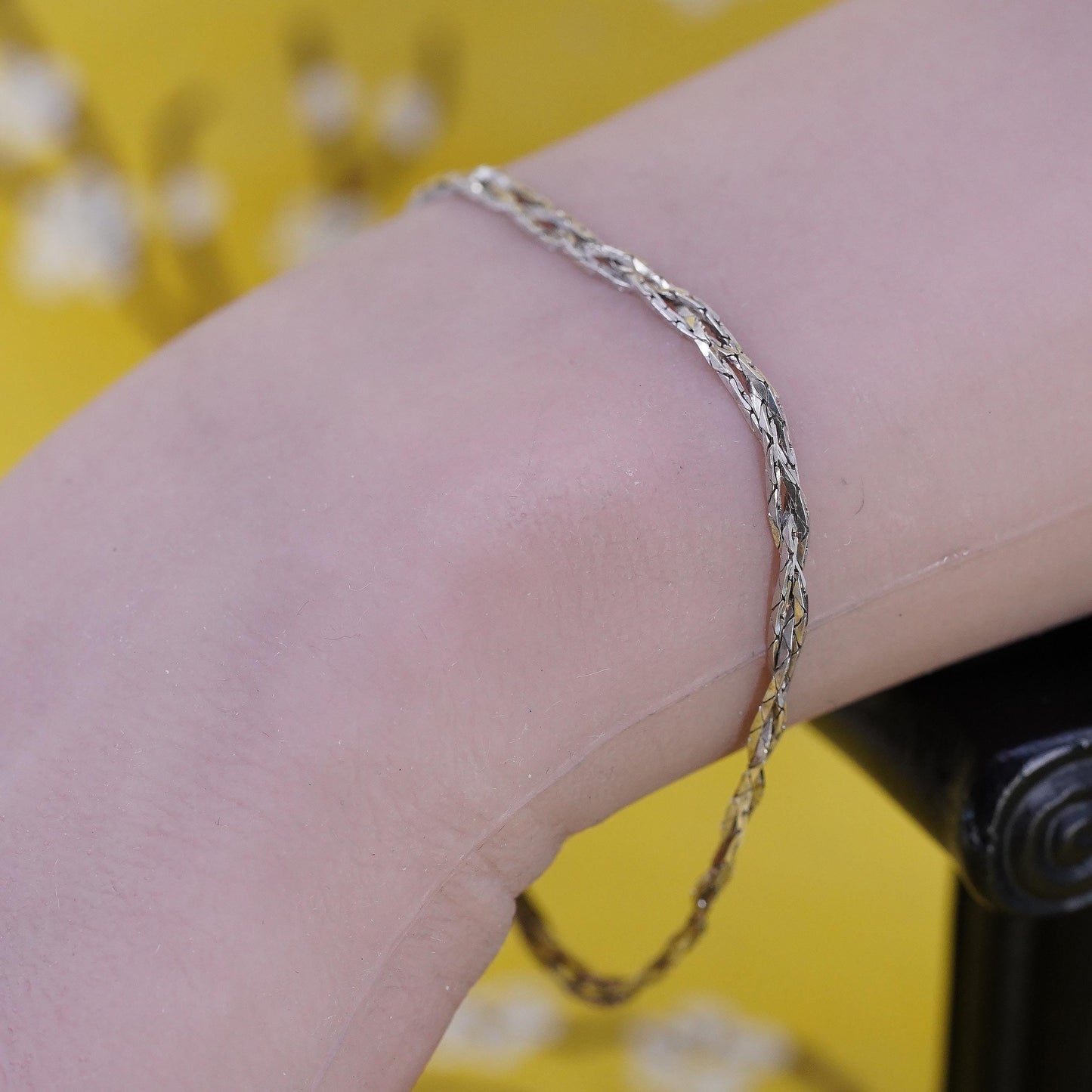 7" Italian Sterling silver braided woven snake bracelet, 3 strands 925 chain