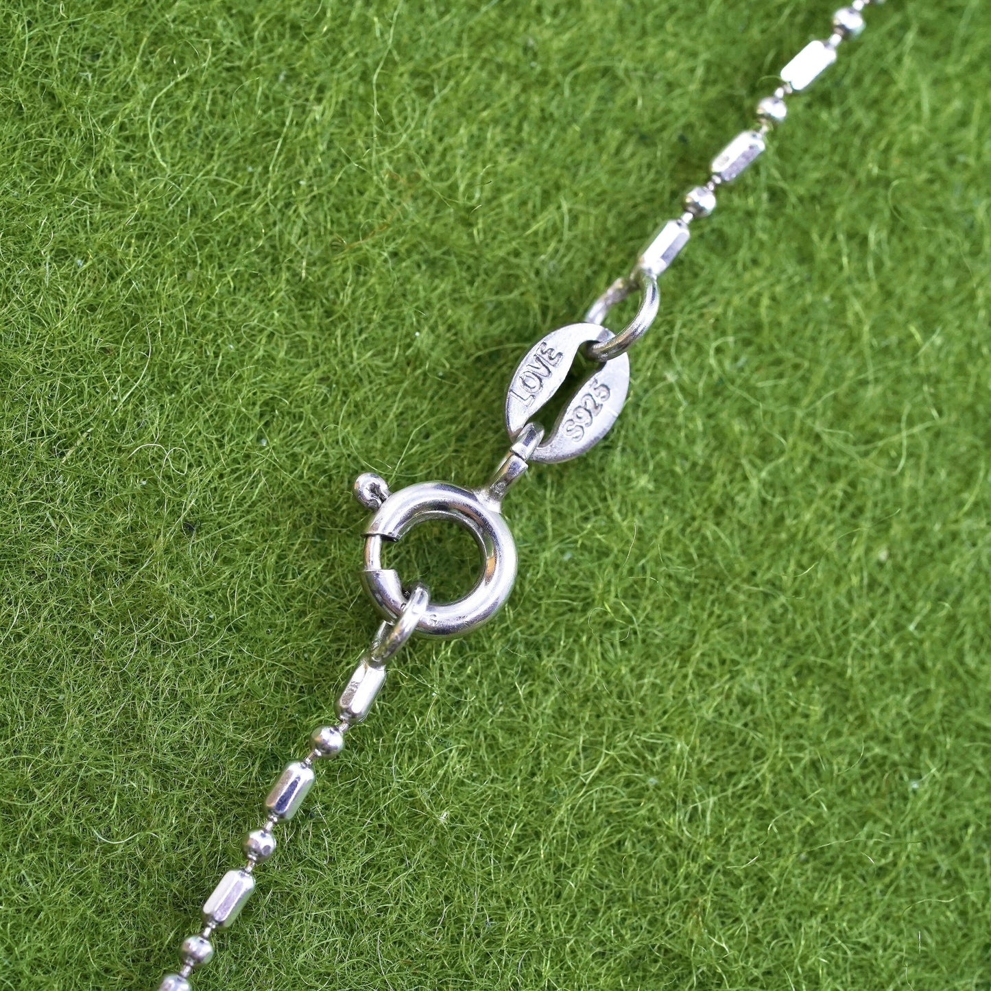 16", 1mm, Vintage sterling silver beads chain, 925 necklace