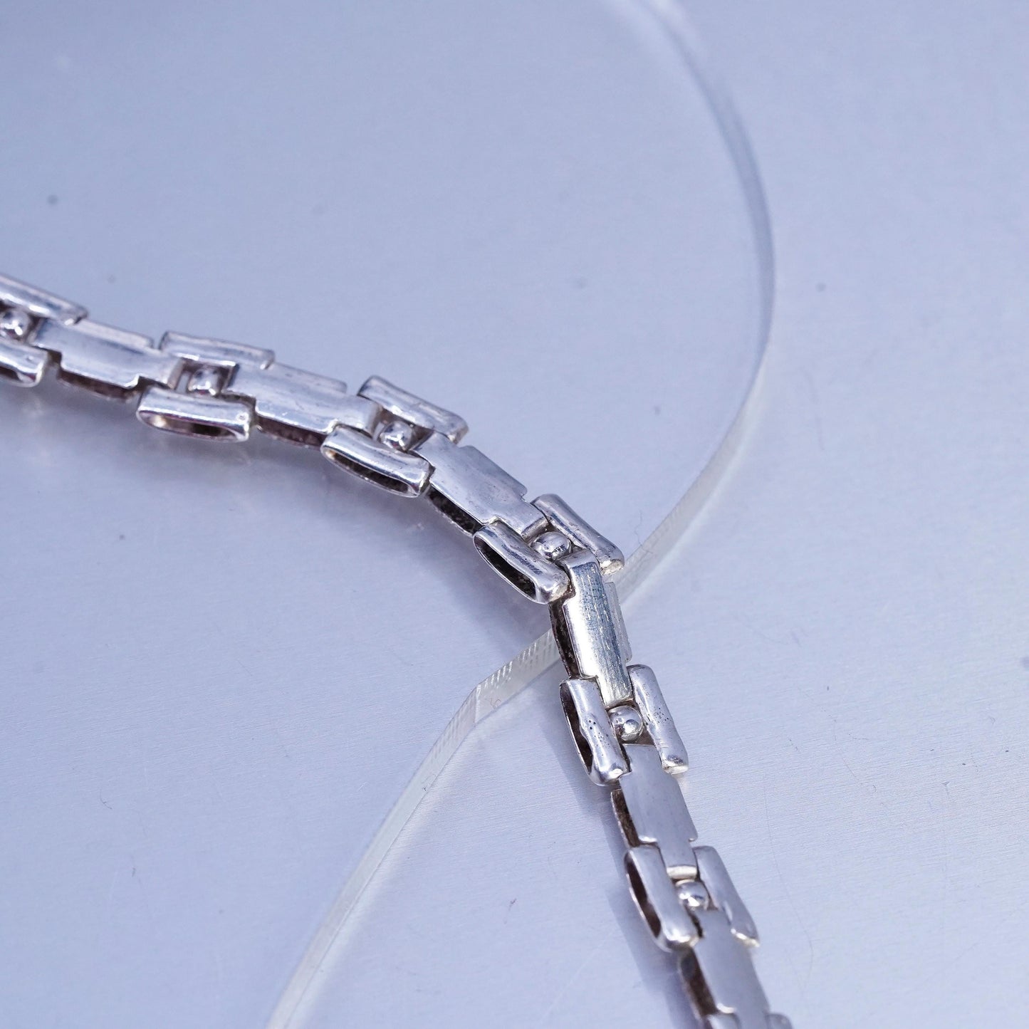 17" 6mm, vintage Italian Sterling 925 silver tennis necklace