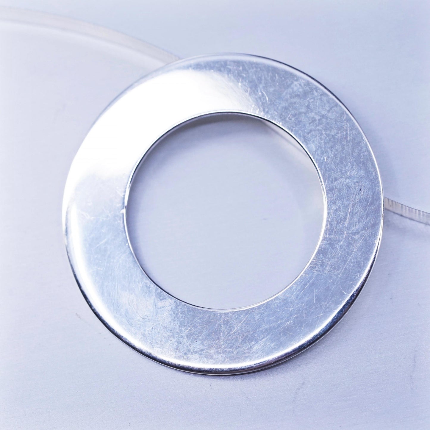 Vintage sterling 925 silver handmade modern circle pendant