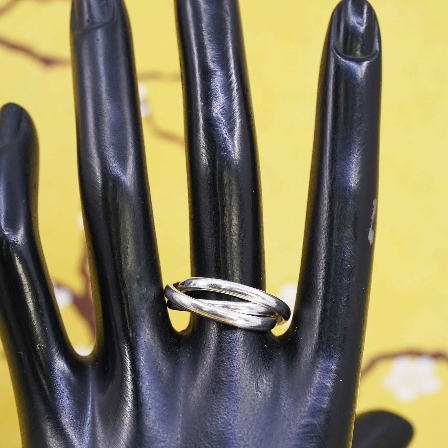 size 8, vintage Sterling silver handmade ring, 925 entwined band